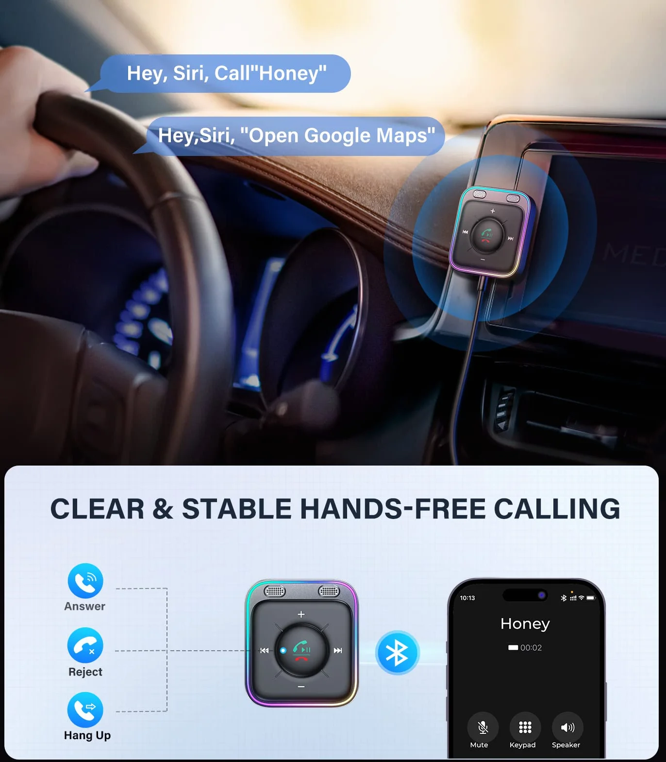 2023 JOYROOM Adapter samochodowy Aux Bluetooth z zestawem głośnomówiącym, Adapter USB Bluetooth 5.3 【Plug & Play】 Samochodowe gniazdo odbiornika Bluetooth Aux do głośników samochodowych, wzmacniaczy