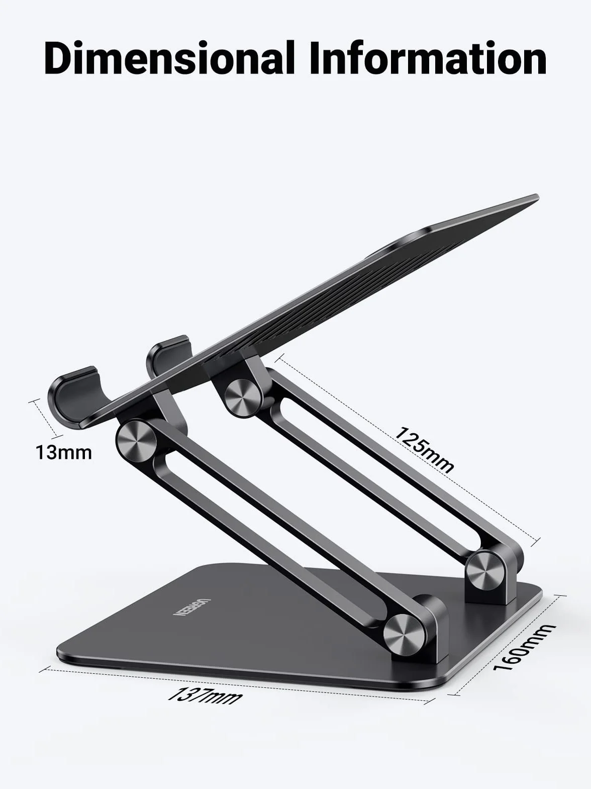 UGREEN Stojak na Tablet Regulowany Uchwyt Aluminiowy Składany Telefon Komórkowy Kompatybilny z iPad Pro Air Mini 11 12.9 Galaxy Tab S9 Huawei MatePad iPhone 15 do 12,9 cala (Czarny)