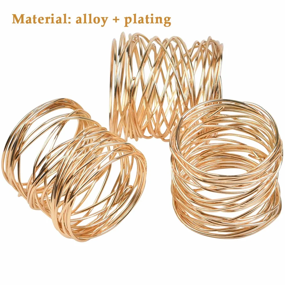 Złote metalowe pierścienie na serwetki zestaw 4,2 x 3,6 cm dekoracja