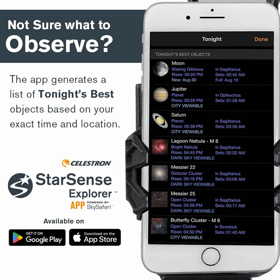 Celestron 22481 StarSense Explorer 130 mm Teleskop stołowy typu Dobson z obsługą aplikacji na smartfony Współpracuje z aplikacją StarSense – iOS/Android