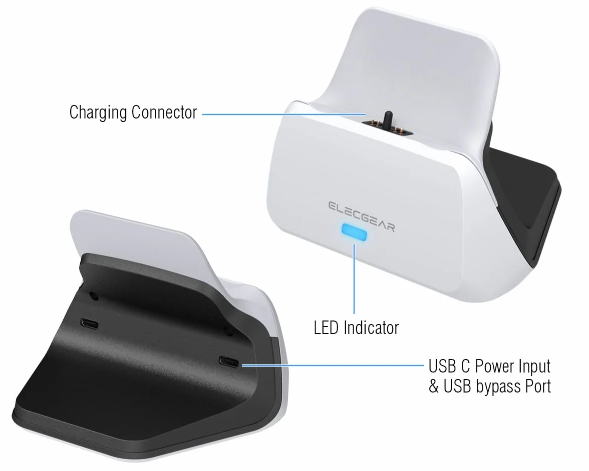 ElecGear Stacja ładująca Solo dla Kontrolera PS5 z Uchwytem ściennym i Biurkiem, Ładowarka USB do PlayStation 5 DualSense