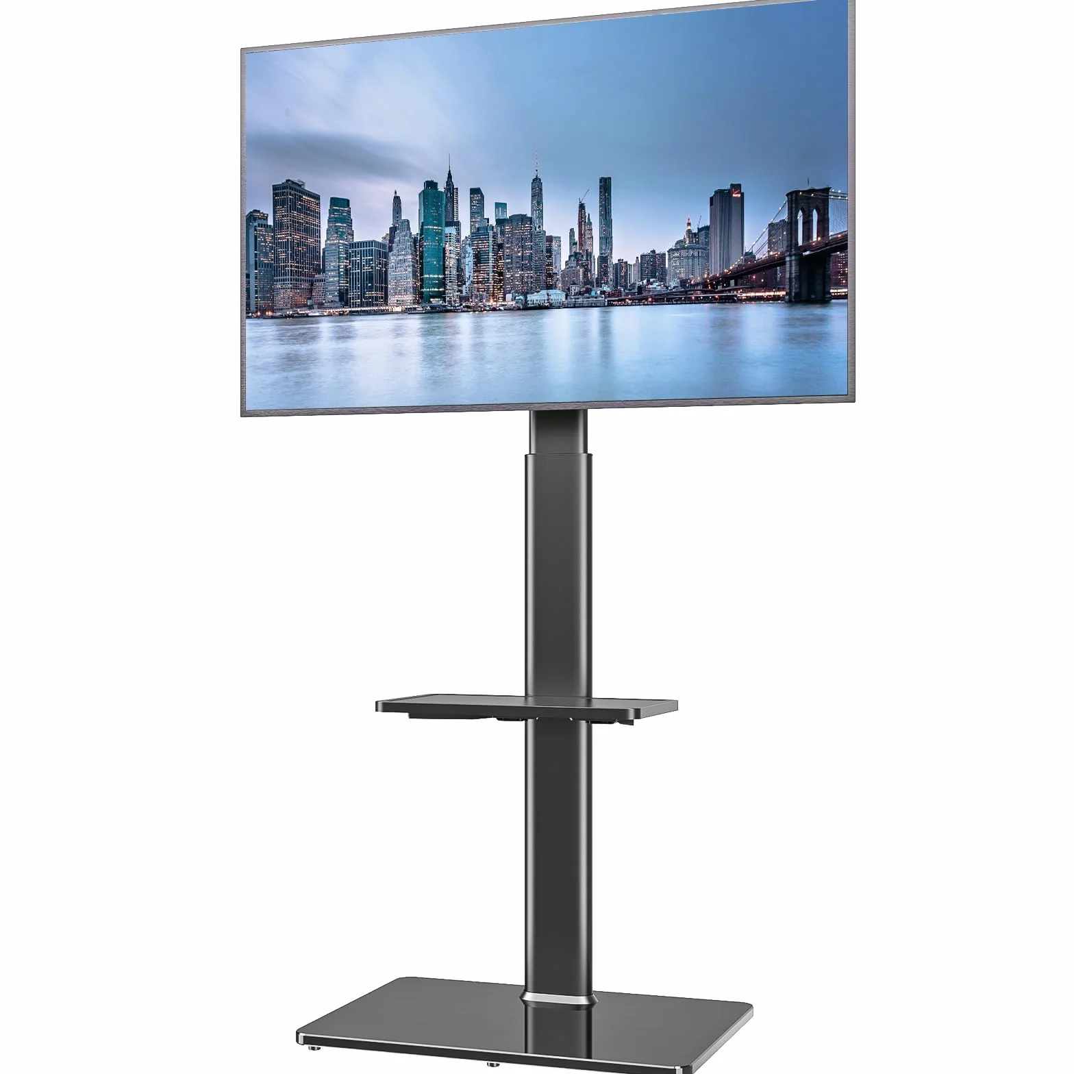 HT2001BP uniwersalny stojak podłogowy na telewizor LCD LED od 19 do 43 cali, 2 półki, czarny