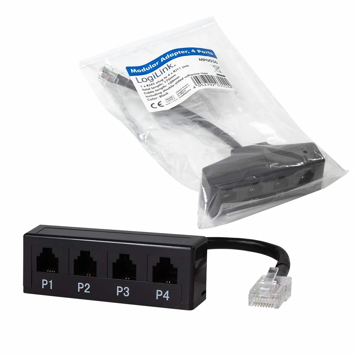 2direct GmbH Logilink 4 - Modułowe porty rozdzielacza adaptera 1* R45/4* Rj11,MP0036