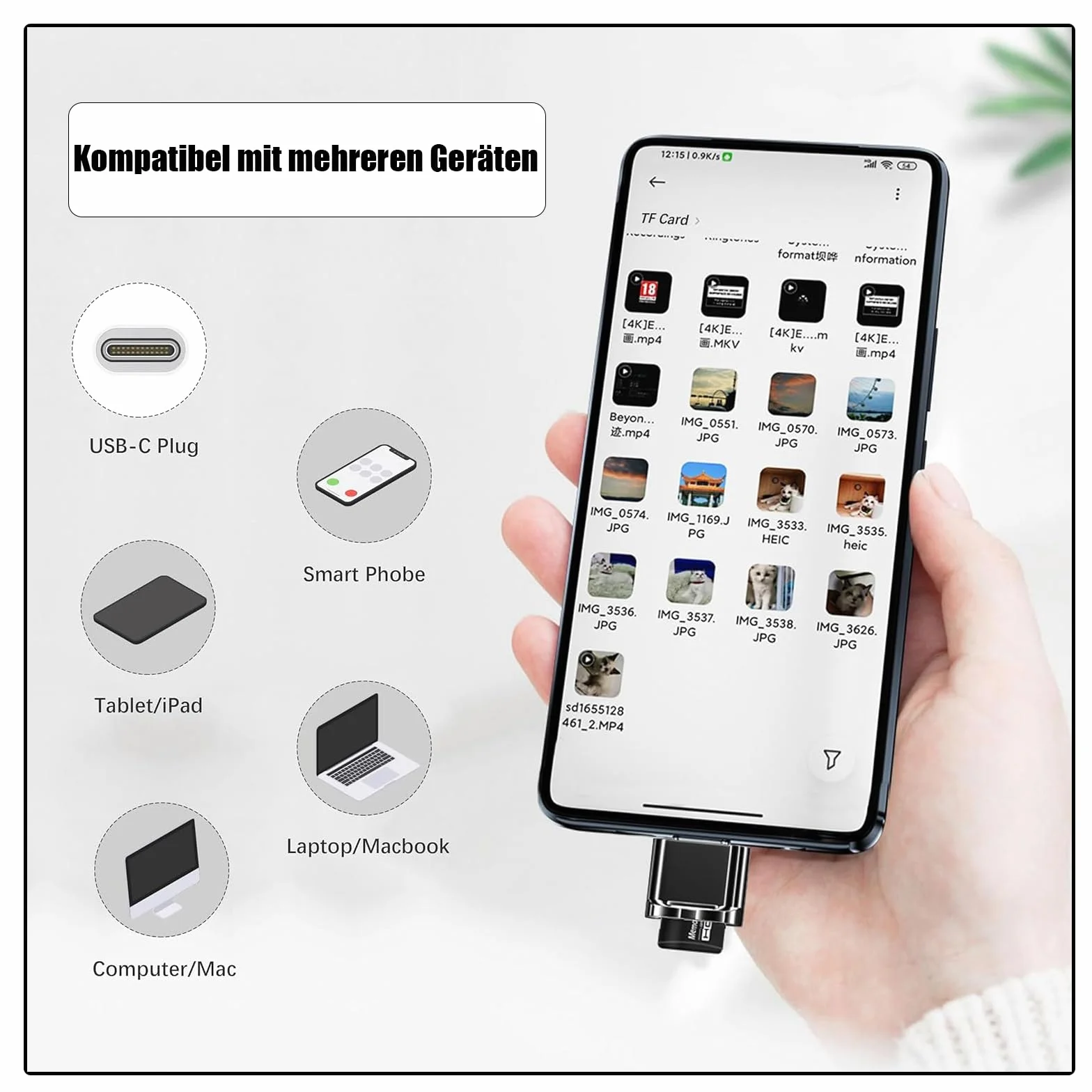 Powice Czytnik kart USB C, TF czytnik kart pamięci, adapter micro SD nadaje się do komputerów, notebooków, telefonów komórkowych i innych urządzeń z interfejsem USB C