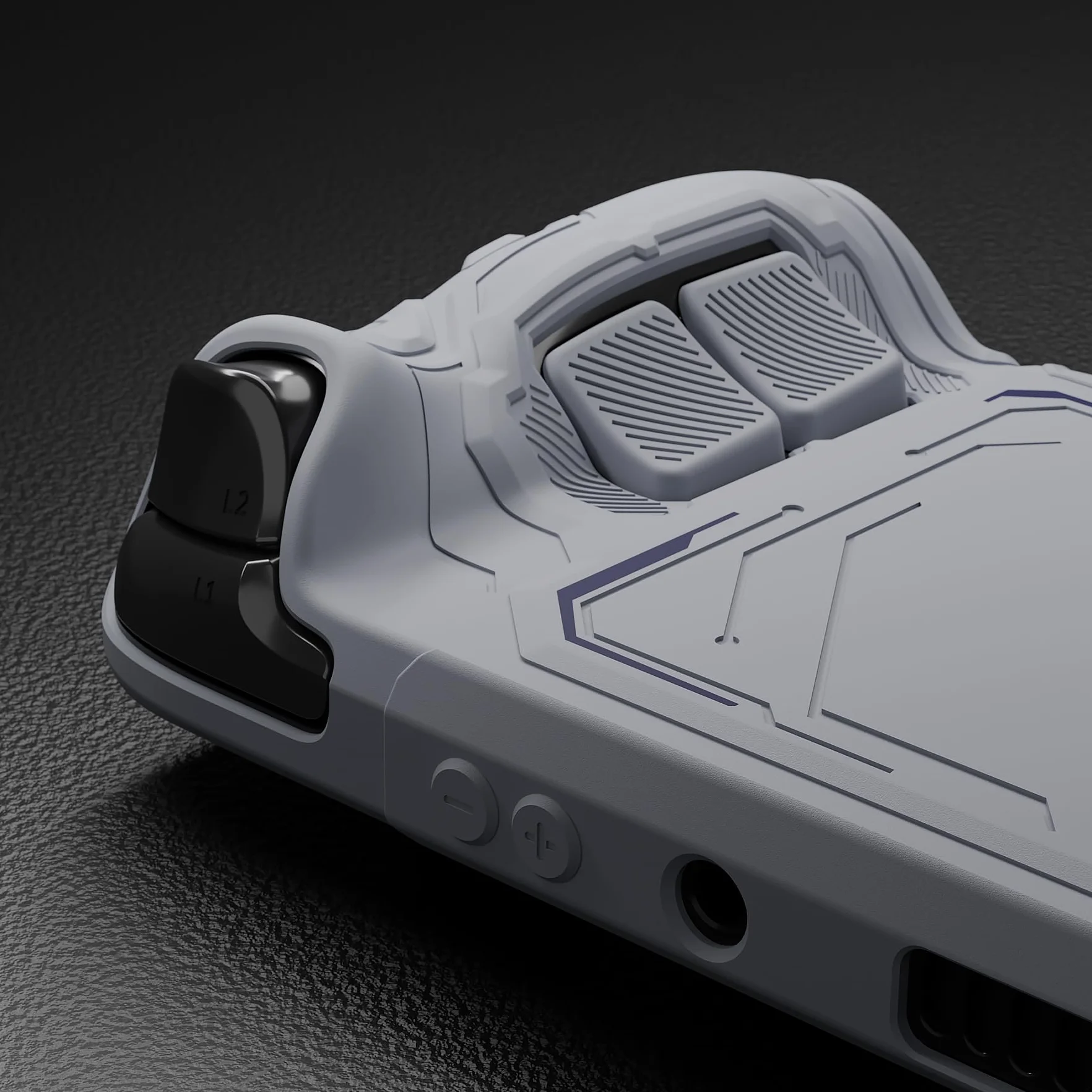 PlayVital Etui do Steam Deck OLED & LCD z Przyciskami Tylnymi & Nakładkami Joystick & Naklejkami,Silikonowy Pokrowiec do Steam Deck Akcesorium Ochronne– Szary Mécha
