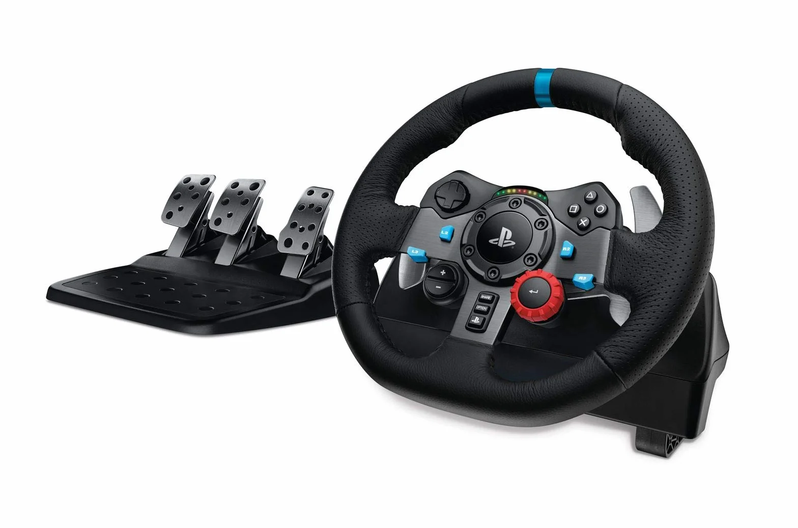 Logitech G G29 Driving Force Racing Wheel Kierownica wyścigowa i pedały podłogowe, realne siłowe sprzężenie zwrotne, łopatki zmiany biegów, PS5, PS4, PC/Mac - Czarny