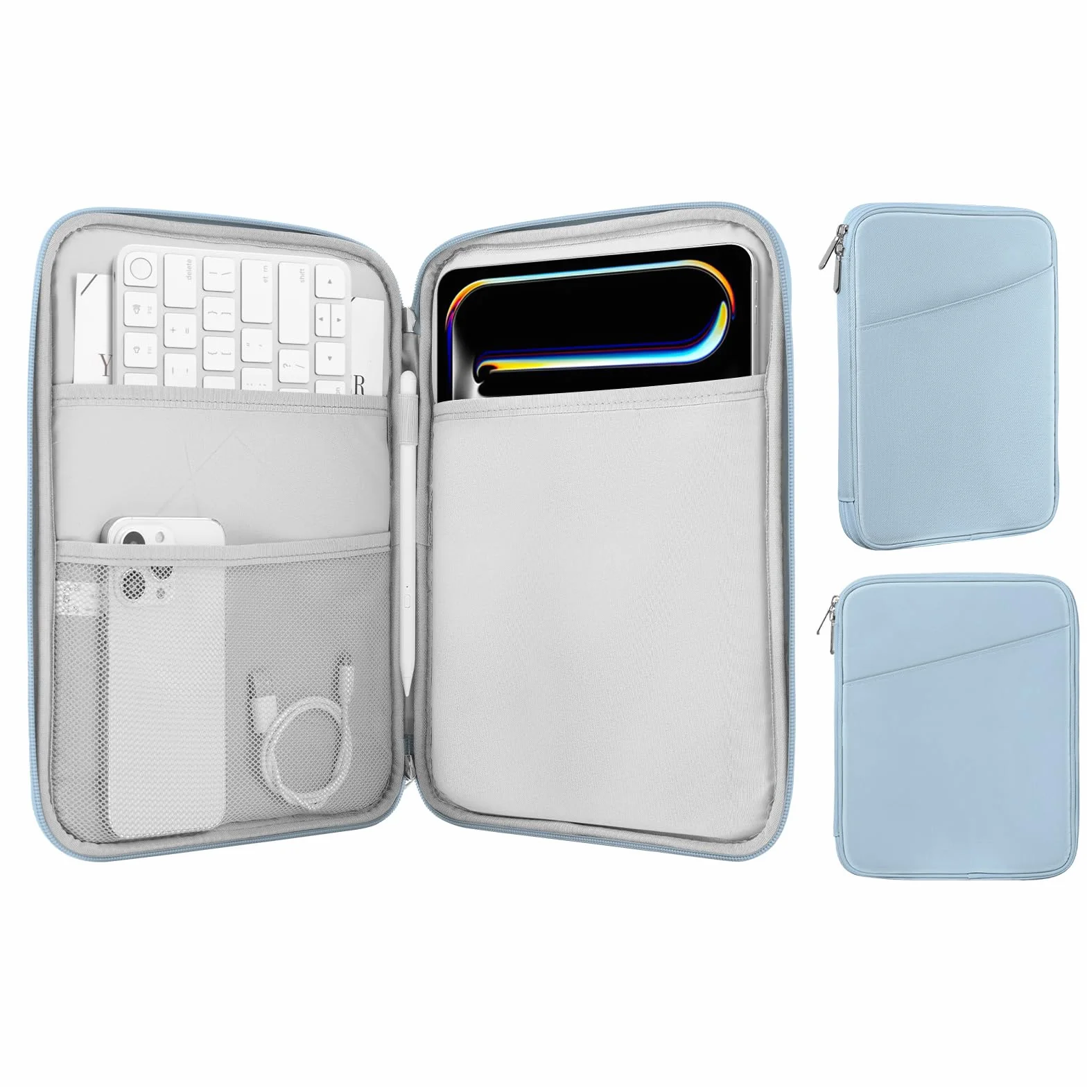 MoKo 9-11 Inch Tablet Sleeve Case, Fits iPad air 5 10.9" 2022, iPad Pro 11 M2 2022-2018, iPad 10th 10.9 2022, iPad Air 4 10.9, Tab S8/A7, Protective Bag Carrying Case with Pocket, Misty Blue