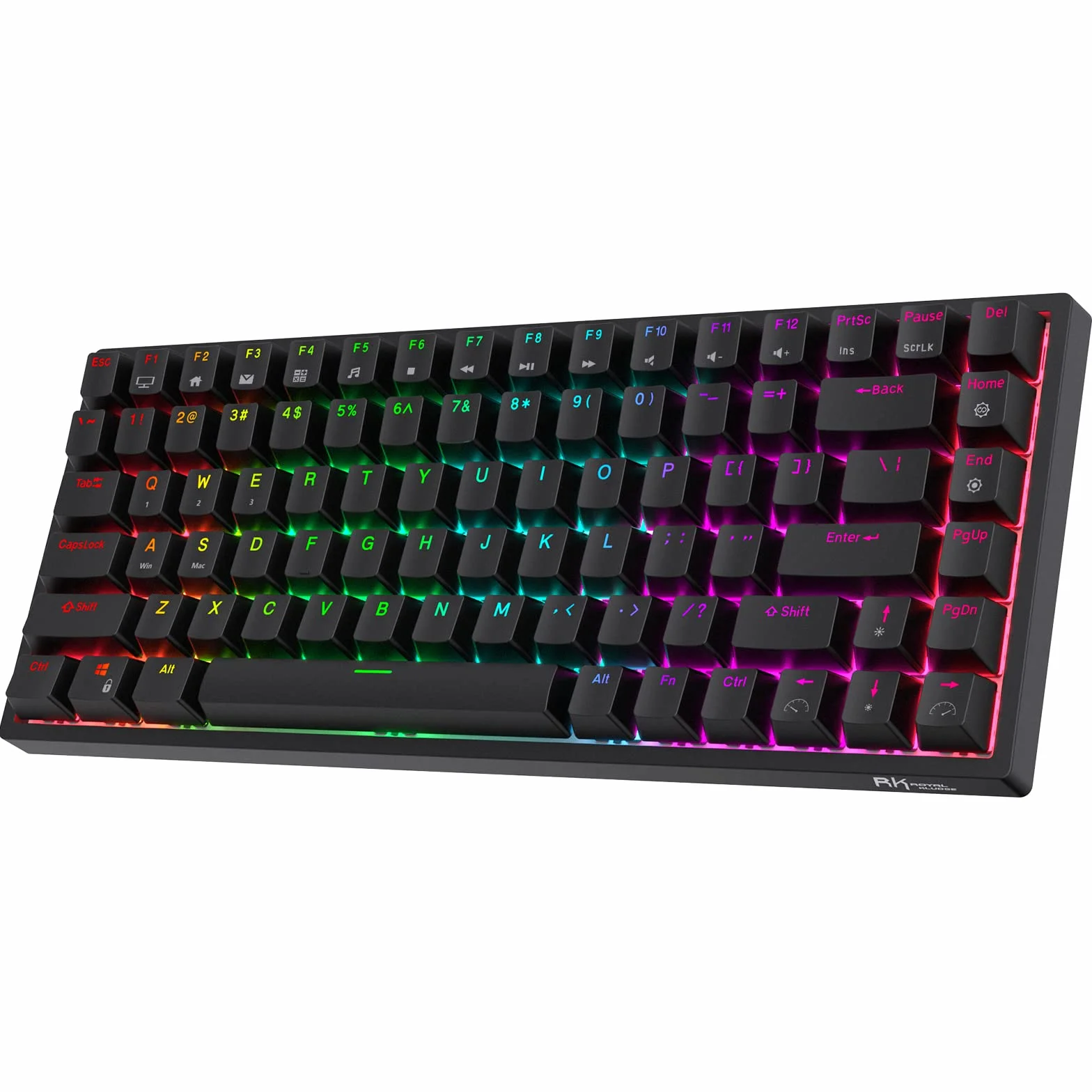 RK ROYAL KLUDGE RK84 Bezprzewodowa Bluetooth / 2,4 GHz 75% RGB, mechaniczna klawiatura do gier, trzy tryby podłączana klawiatura z przełączanym dotykowym niebieskim przełącznikiem