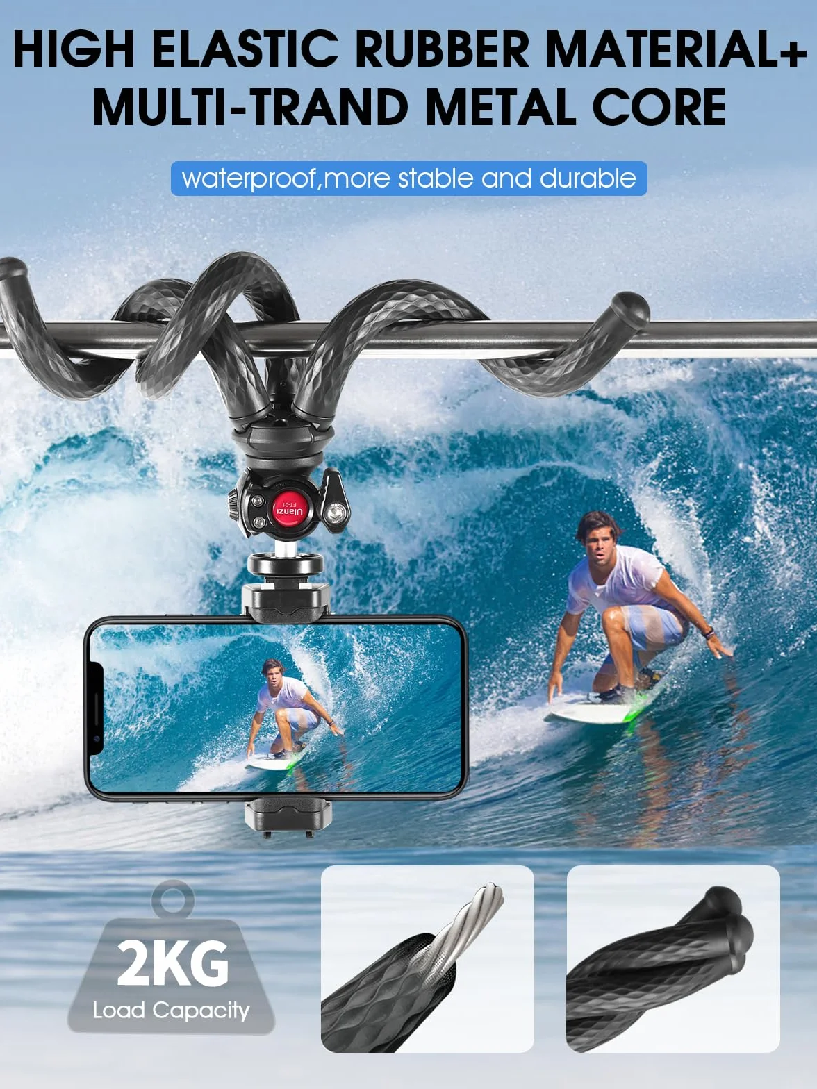 ULANZI FT-01 Elastyczny statyw do smartfona z pilotem Bluetooth, elastyczny mini statyw z uchwytem na zimny pazur, śruba 1/4" magiczne ramię, uniwersalny do iPhone'a 16 Samsung Canon Nikon Sony
