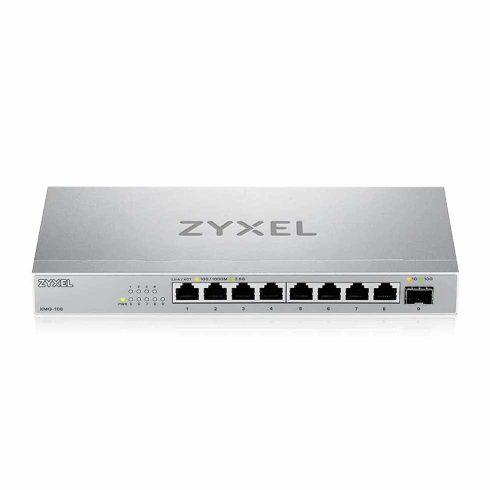 Zyxel 8-portowy przełącznik 2,5 G Multi-Gig Unmanaged Switch z 1 x 10G SFP+ | montaż na stole lub ścianie [XMG-108]