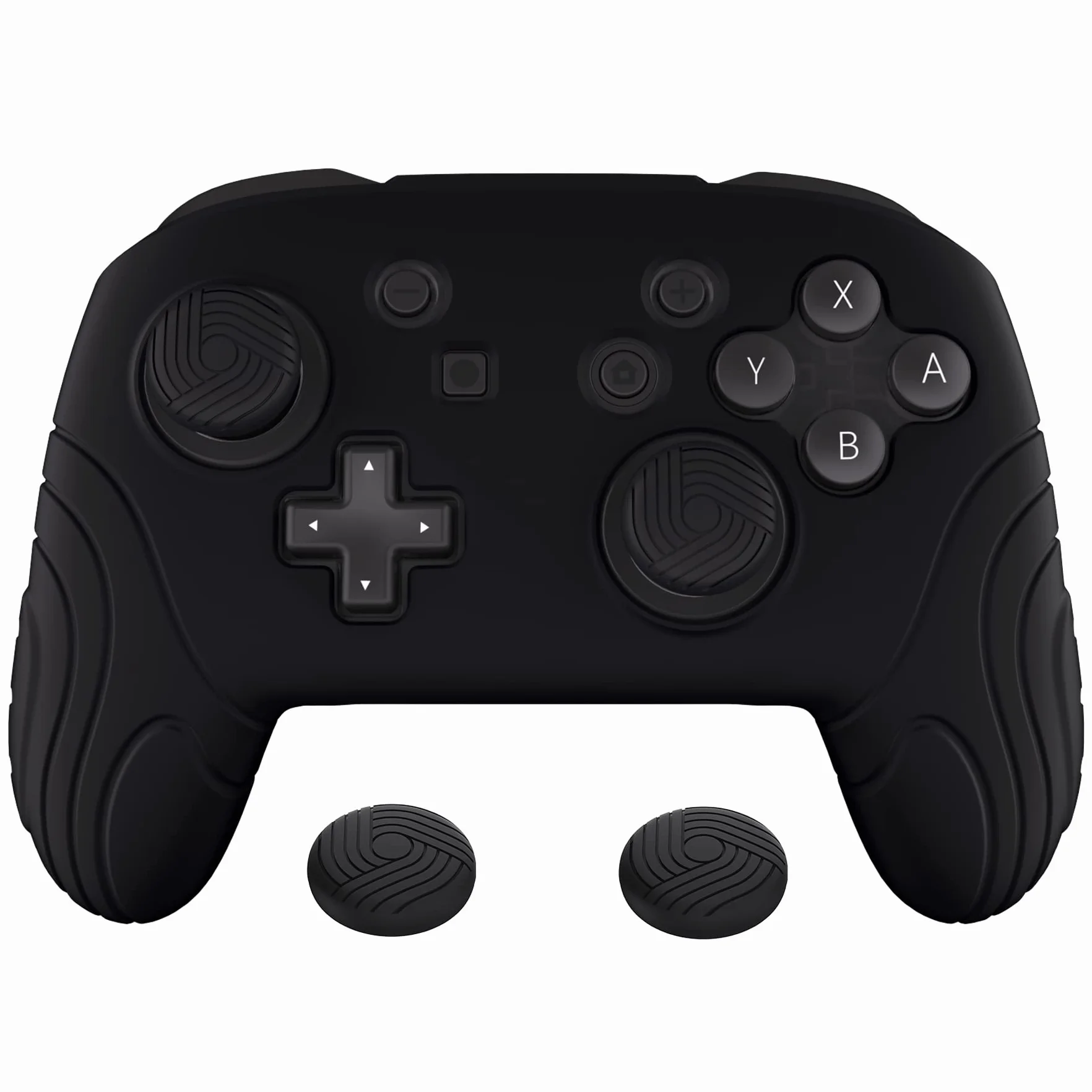 PlayVital Skórki Antypoślizgowa do Nintendo Switch Pro Controller,Miękka Silikonowe Ochronne do Switch Pro,Ergonomiczne Obudowy z Nakładkami Kciuki-Czarny(Samurai Edition)