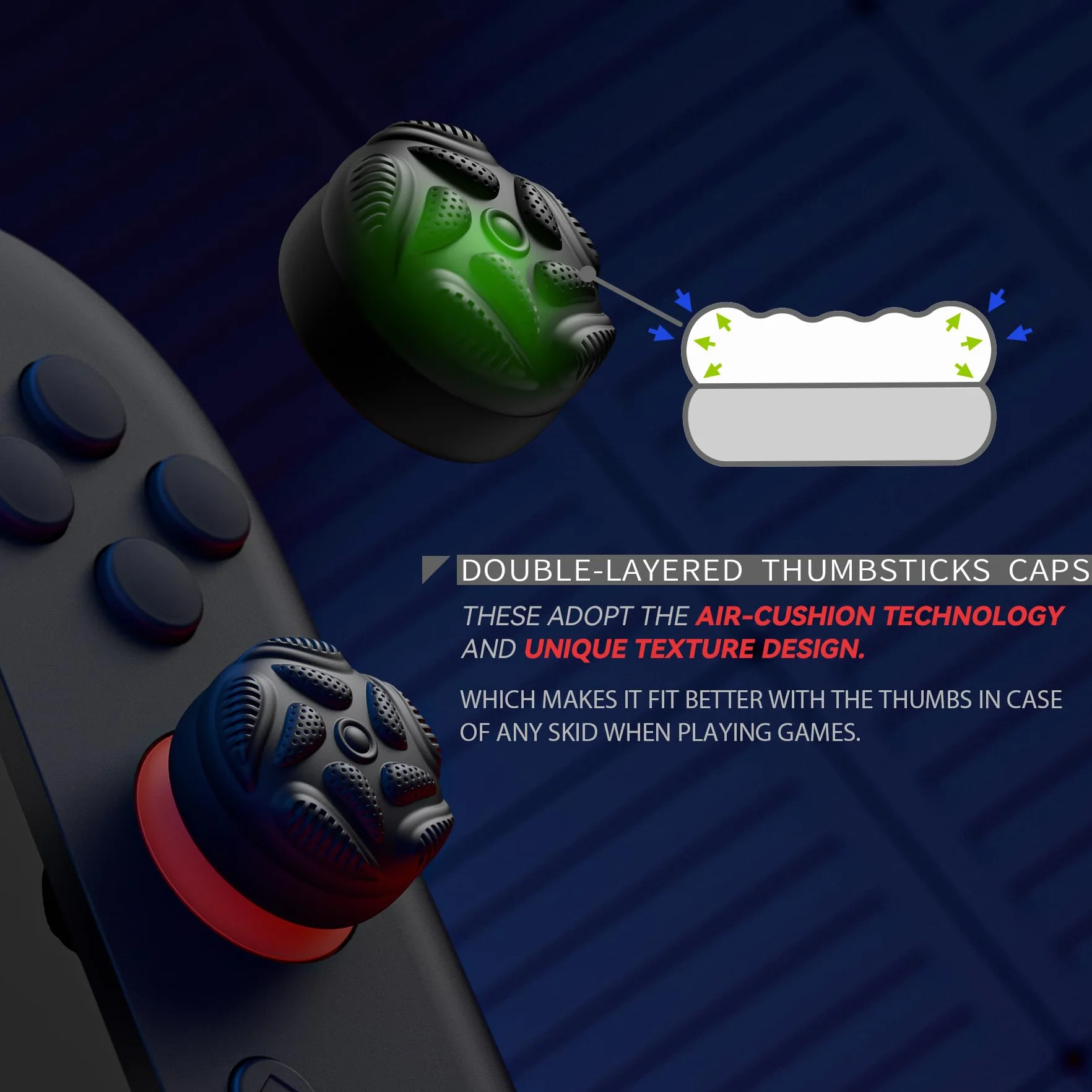 PlayVital Osłonki na Drążki do Switch 2 Kontrolera,Nakładki na Joystick do Switch 2 Joyconów Akcesoria,4 Sztuki Nakładek Na Drążki Analogowe Thumbstick Grip Cover – Czarny