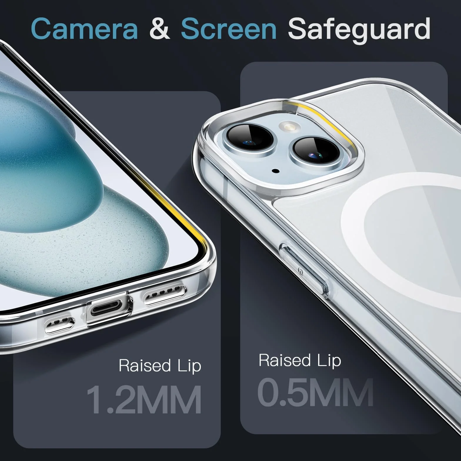 JETech Magnetyczna Etui dla iPhone 15 6,1 Cala Kompatybilny z MagSafe Bezprzewodowy Ładowanie, Odporny Wstrząsy Phone Bumper Case, Przezroczysty Tył, Odporny na Zarysowania (Przezroczyste)