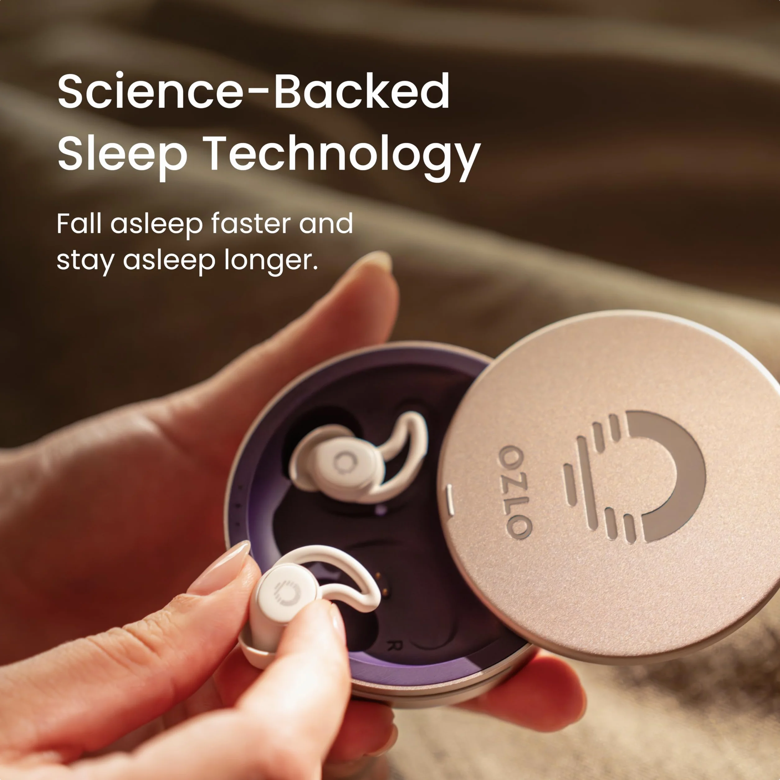 Ozlo Sleepbuds® Słuchawki do Spania dla Osób Śpiących na Boku, 10 Godzin Transmisji Strumieniowej Bluetooth, Dźwięk Snu Wspierany Naukowo, Blokowanie Szumów i Wygodne Wkładki