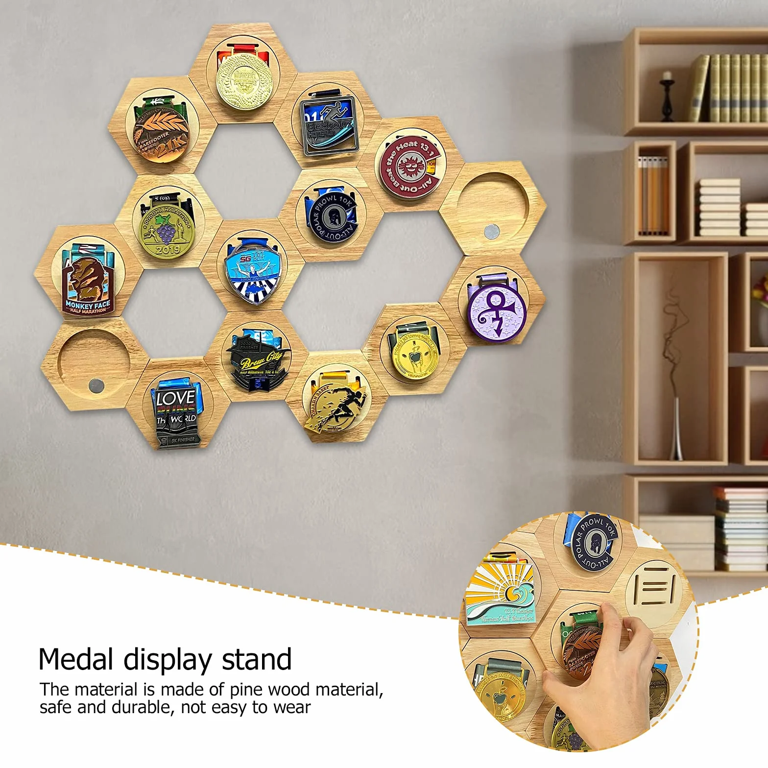 Medal Display Rack Hexagon Medal Storage Holder Prezenty dla Miłości Sportowej