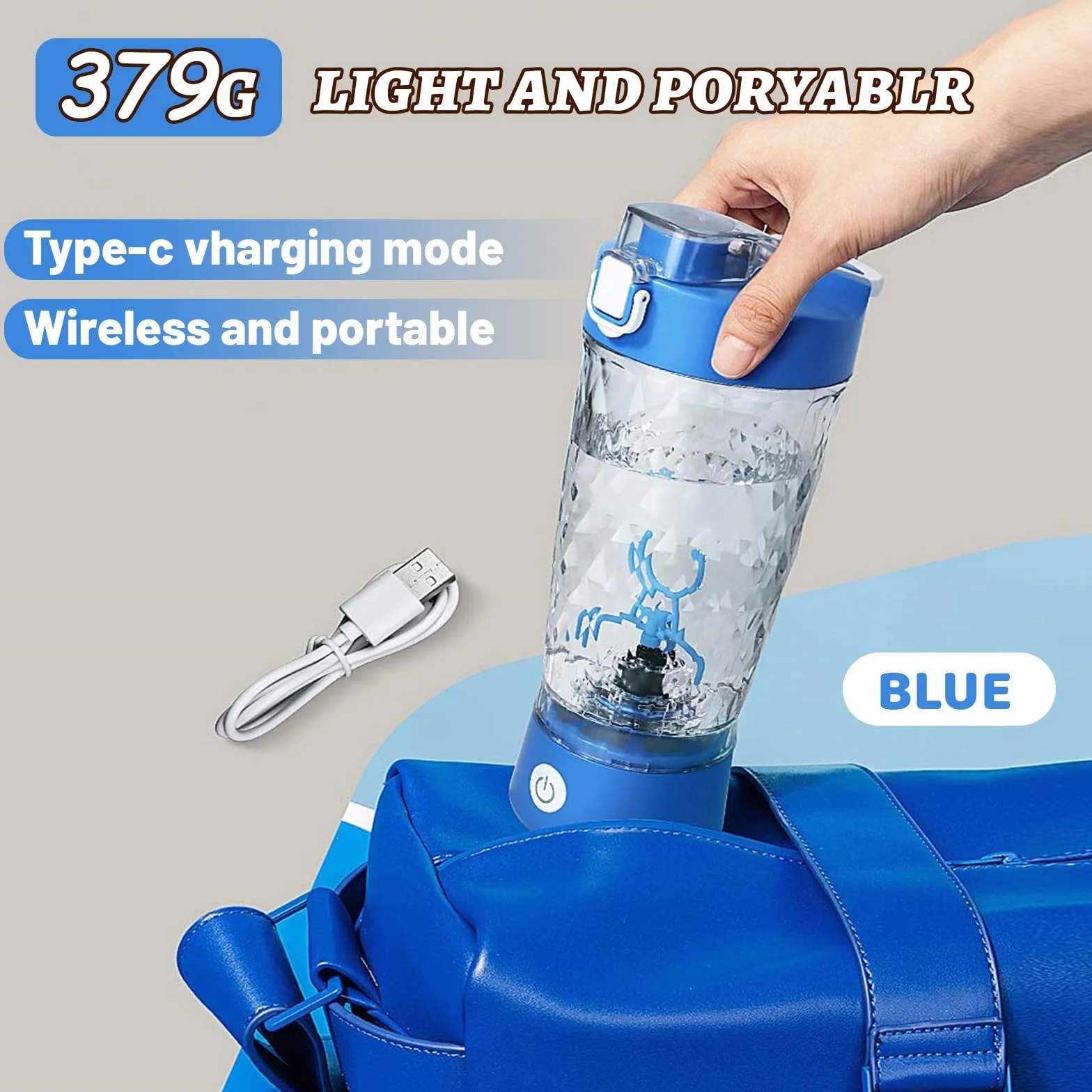 flintronic Elektryczny shaker do białek 650 ml USB C automatyczny mikser