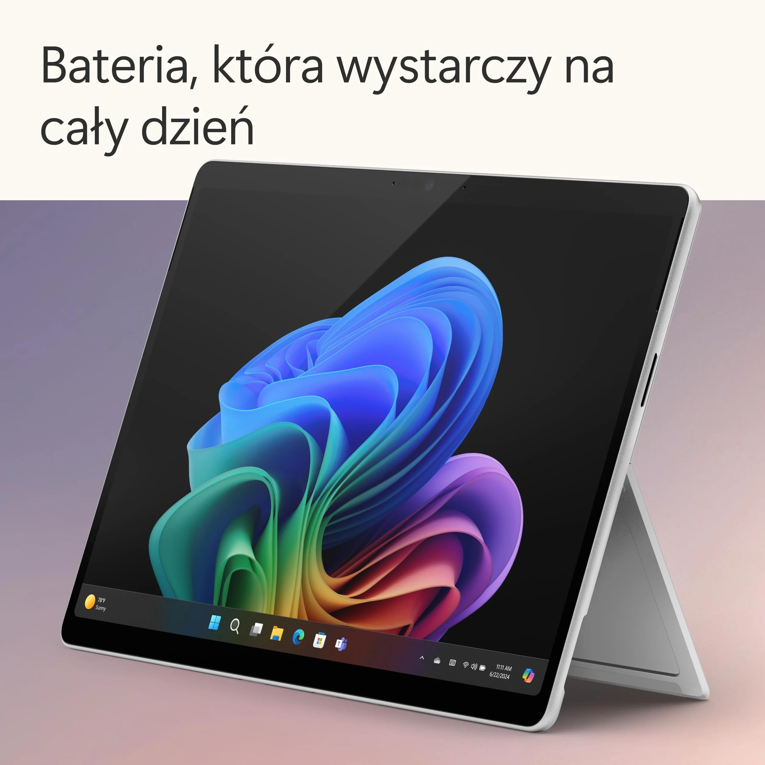 Microsoft Surface Pro (bez zasilacza) | Copilot+ PC | 13-calowy ekran dotykowy OLED | Snapdragon® X Elite (12 rdzeni) | 16 GB RAM | 512 GB SSD | najnowszy model, 11. edycja | platyna