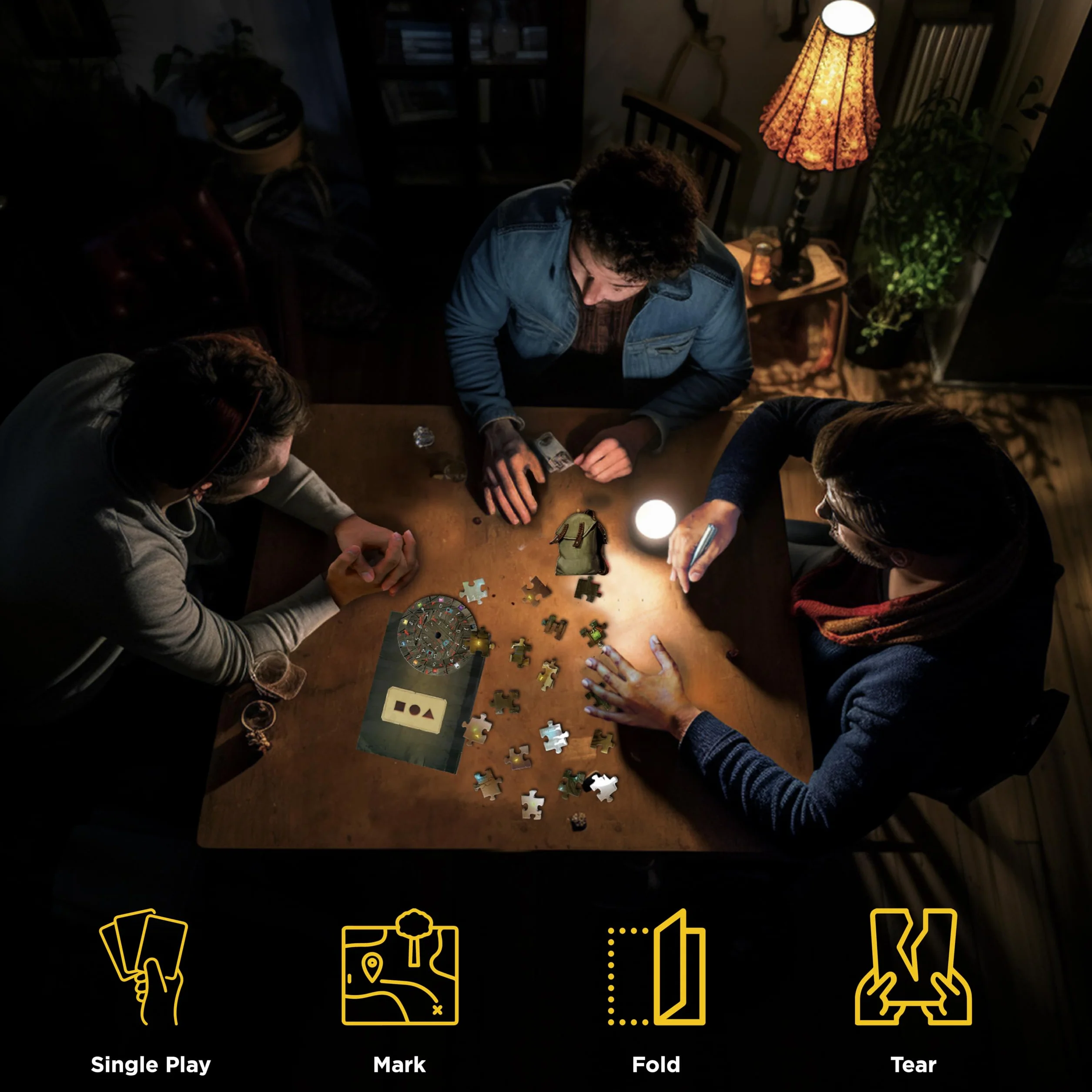 Thames & Kosmos EXIT: Nightfall Manor, Escape Room Gra z 4 puzzlami, gry rodzinne na wieczór gier, gry planszowe dla dorosłych i dzieci, dla 1-4 graczy, od 10 lat