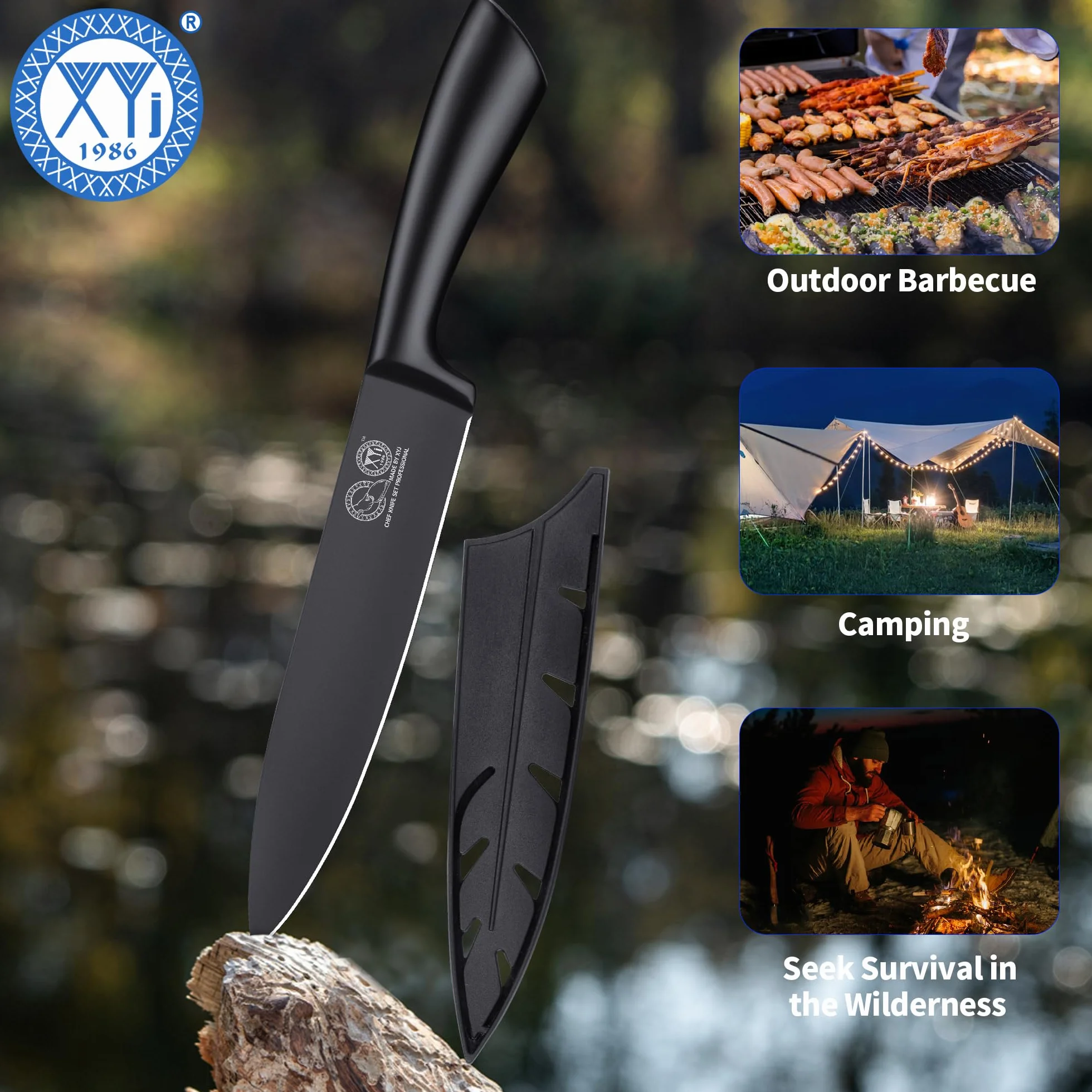 XYJ Japanese Chef Knife Stainless Steel,8 Inch,Razor-Sharp Professional Kitchen Knife Cutlery,Ergonomic Handle,Slicing Cooking Chefs Knife With Sheath Case