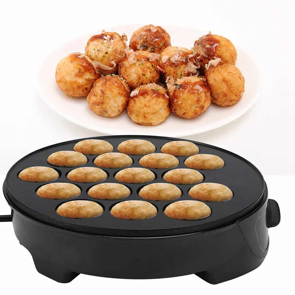 Wakects Elektryczna maszyna do takoyaki, 18 otworów, nieprzywierająca, kuchenna, elektryczna maszyna do produkcji japońskich takoyaki, otwór 4 cm, 50-60 Hz (UE)