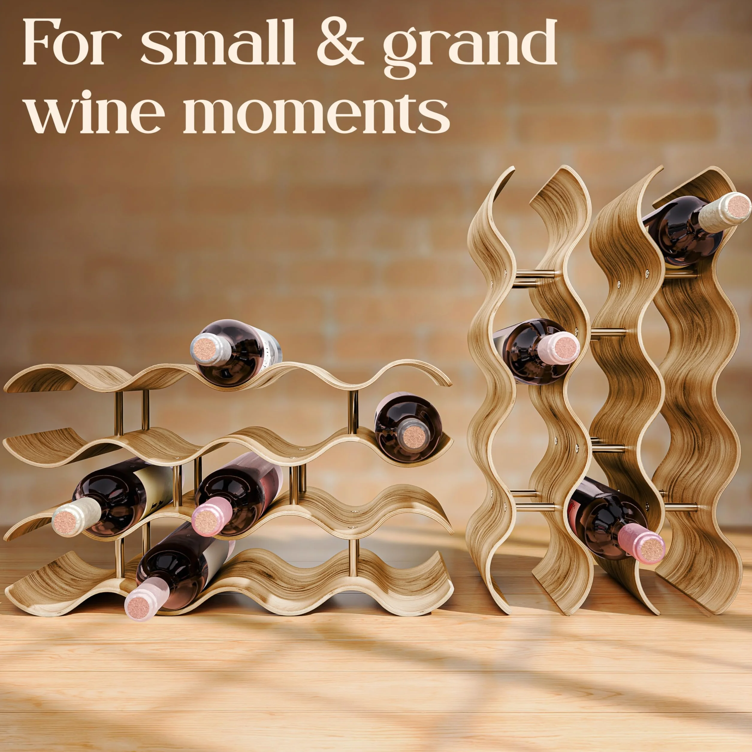 Dreiklang be smart drewniany stojak na wino na 12 butelek 3 poziomy 41,5 × 22,5 × 15,5 cm