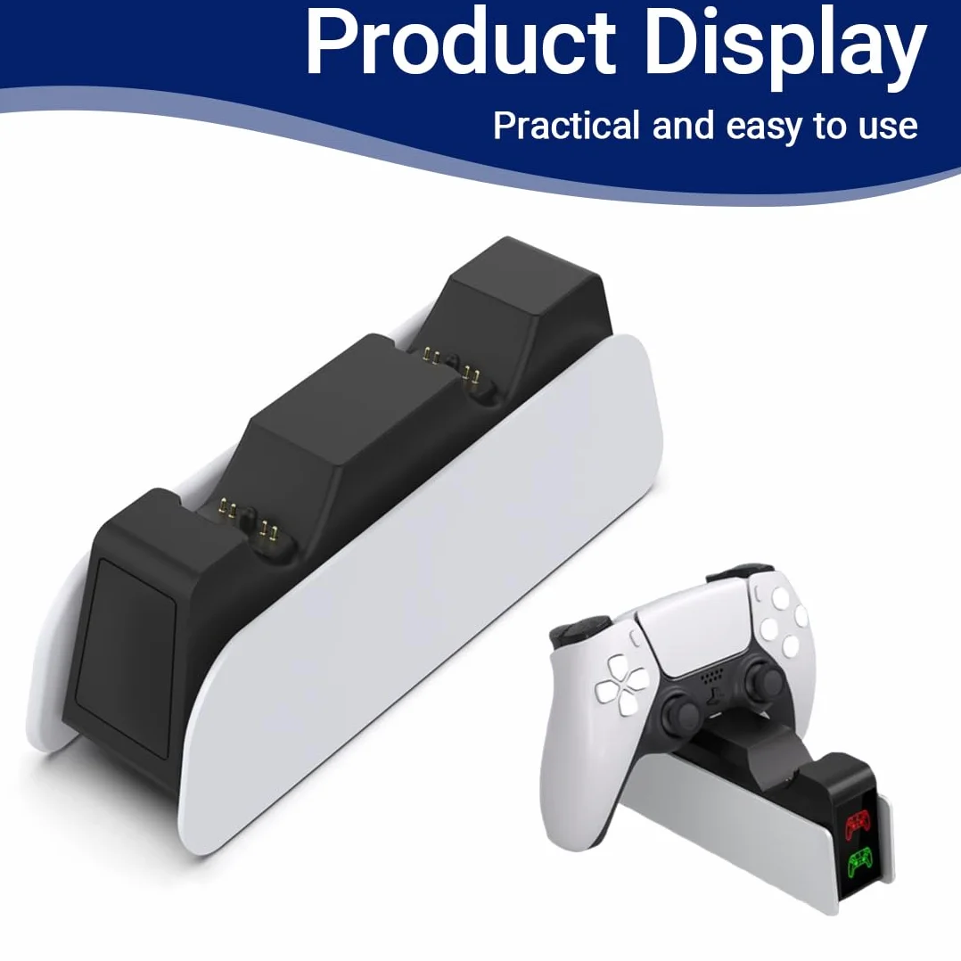 PlayStation 5 Bezprzewodowa stacja ładująca do kontrolera PS5 ze wskaźnikiem ładowania, podwójna stacja ładująca Touch-Pop Quick Charge
