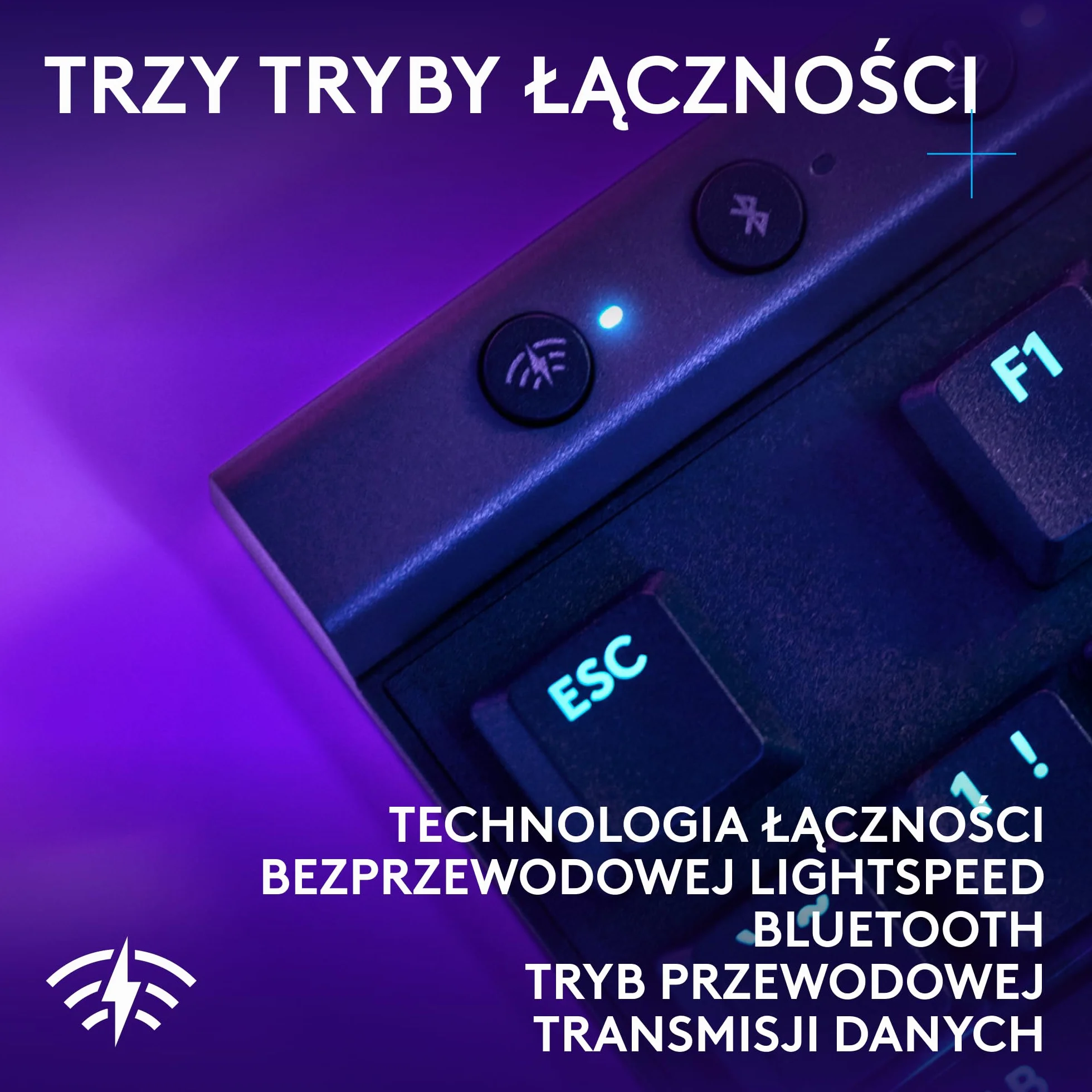 Logitech G G515 LIGHTSPEED TKL o płaskim profilu Bezprzewodowa klawiatura do gier, LIGHTSYNC RGB, cienka konstrukcja bez klawiatury numerycznej, przełączniki mechaniczne, QWERTY US INT'L - Czarny