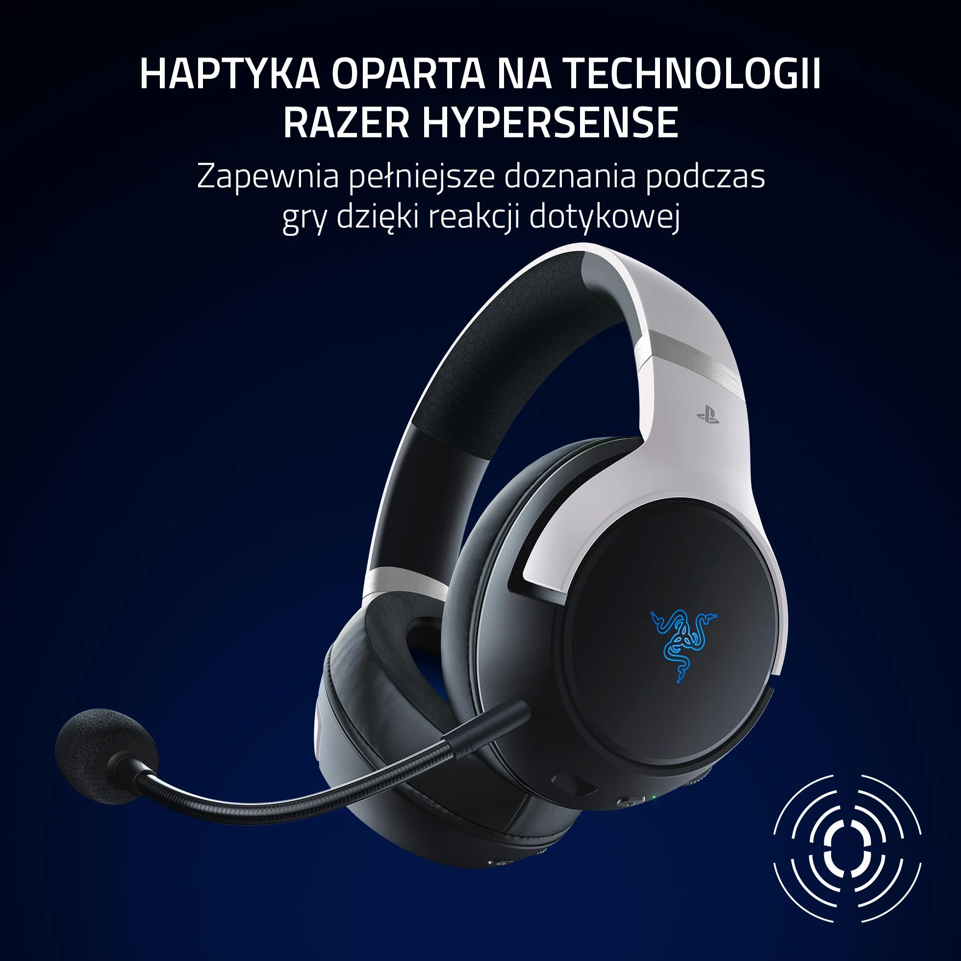 Razer Kaira Pro HyperSpeed - wieloplatformowy bezprzewodowy zestaw słuchawkowy do gier (bezprzewodowy HyperSpeed, HyperSense Haptic, głośniki tytanowe 50 mm) czarno-biały