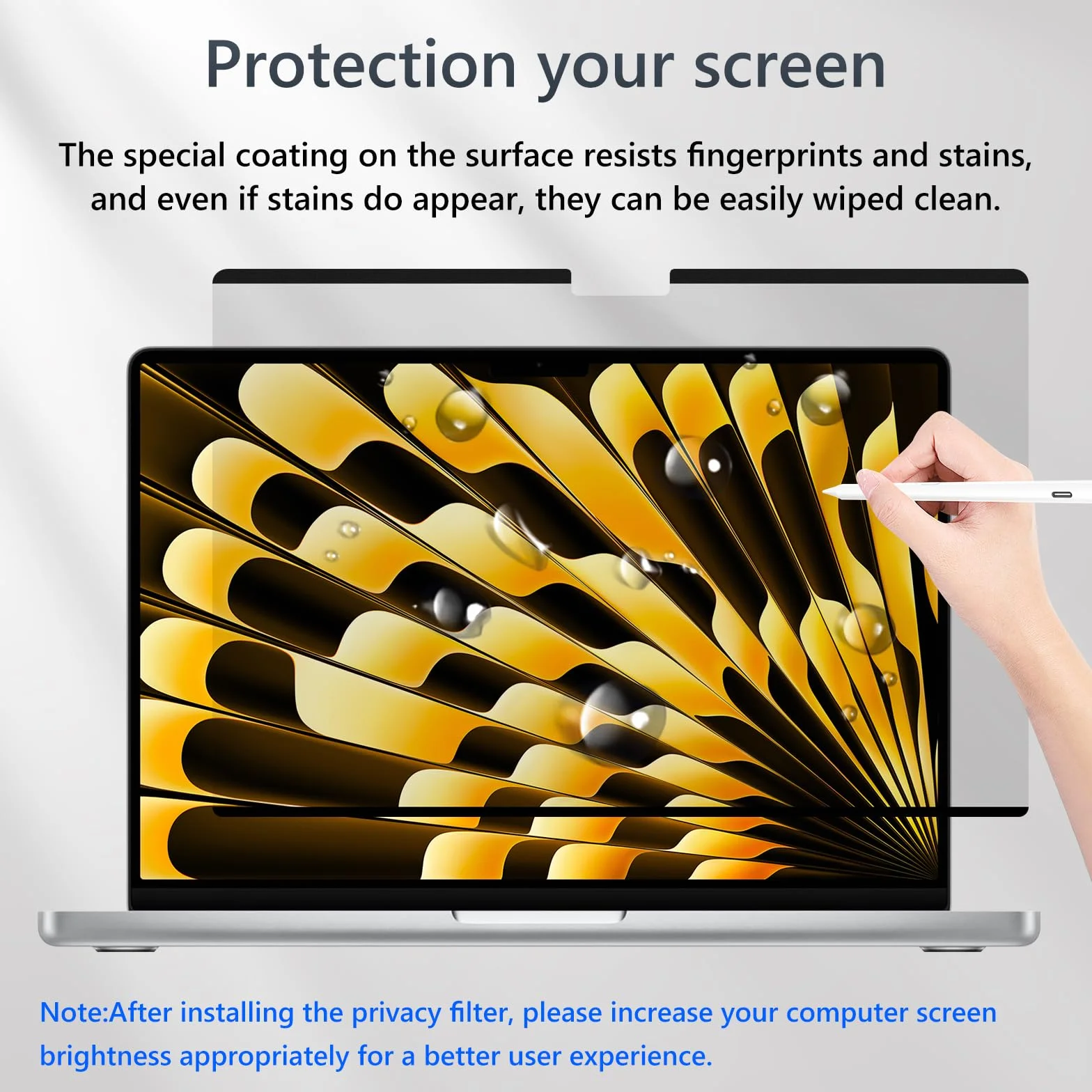 Magnetyczny filtr prywatyzujący do MacBook Air 15 cali M4/M3/M2 (2025/2024/2023), ochrona przed oślepieniem, filtr niebieskiego światła, ochrona prywatności, folia maskująca Mac 15,3"