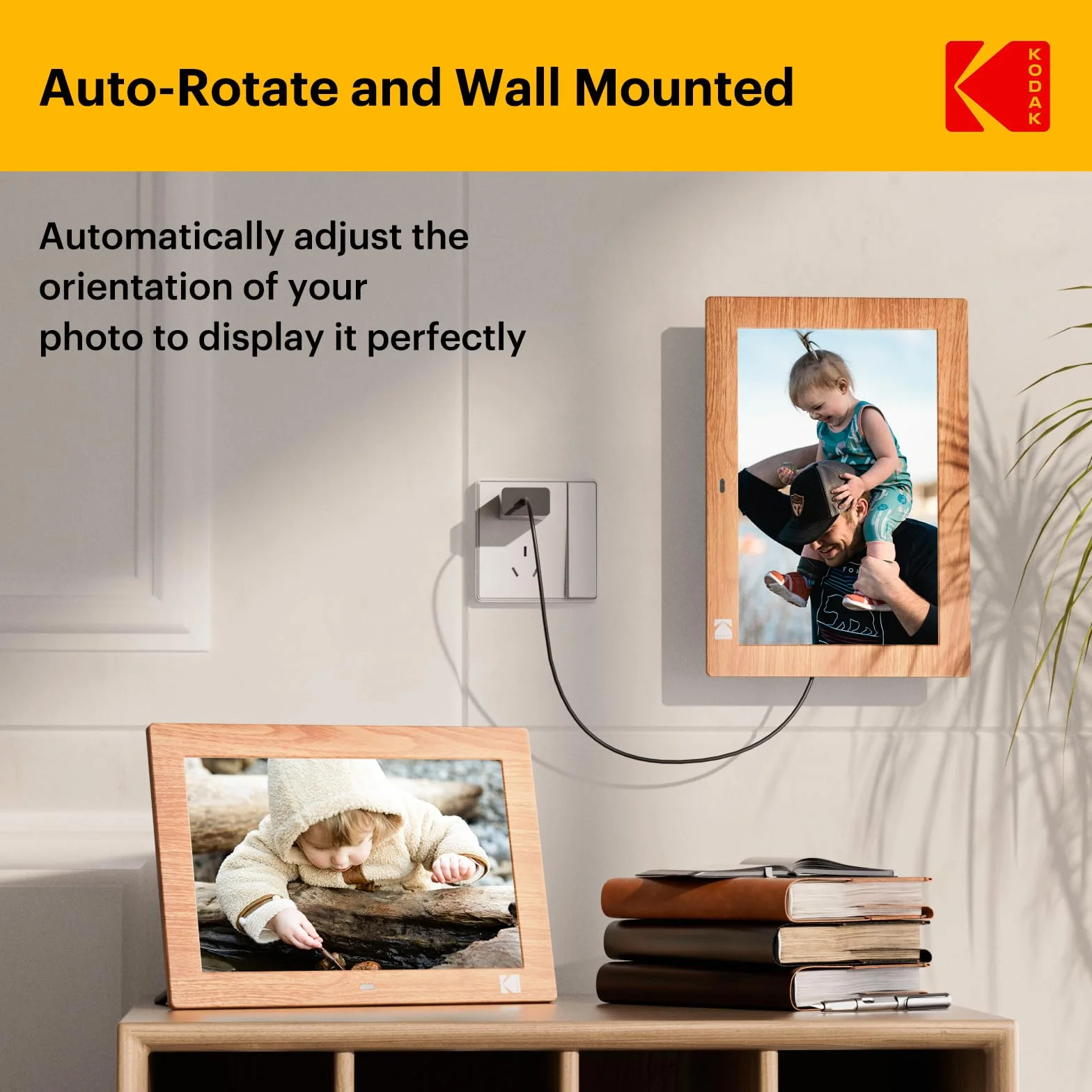 KODAK 10-calowa cyfrowa ramka na zdjęcia, cyfrowa ramka na zdjęcia bez WiFi z pilotem, elektroniczna ramka cyfrowa z ekranem HD IPS, zdjęcia/wideo/odtwarzacz muzyki, automatyczne włączanie/wyłączanie