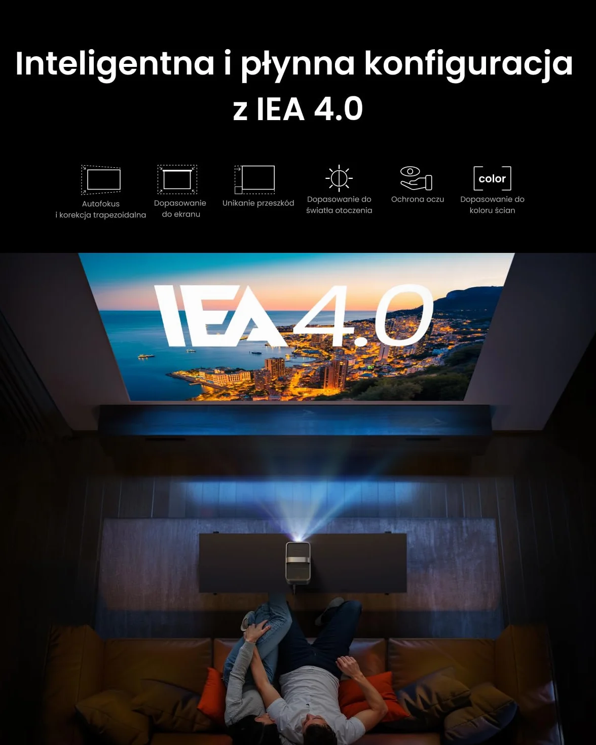 Inteligentny projektor NEBULA Cosmos 4K SE, projektor 4K o wysokiej jasności z Dolby Vision, ogromny ekran 200 cali, jasność 1800 ANSI lumenów, HybridBeam (laser + LED), poprawiona jakość obrazu