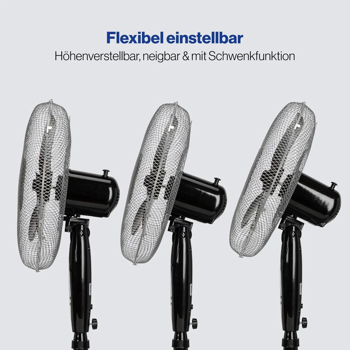 Clatronic Wentylator stojący VL 3741 S; bardzo cichy; średnica 40 cm; oscylacja/rotacja; regulowana wysokość i kąt nachylenia; lampki kontrolne LED; pilot zdalnego sterowania; 45 W; czarny