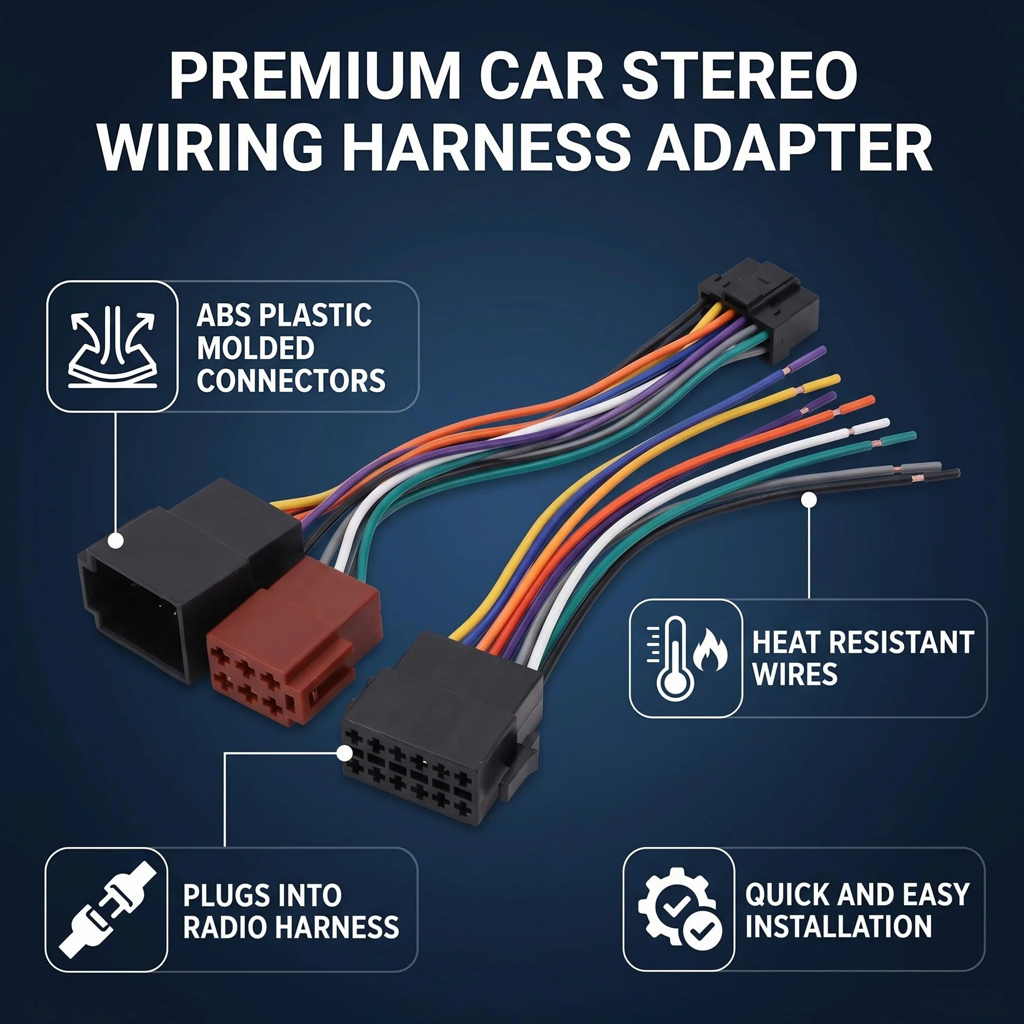 Aramox Adapter Wiązki Przewodów Samochodowych, 16 Pin ISO, Złącze do Radia Stereo, Zamiennik compatible with Alpine