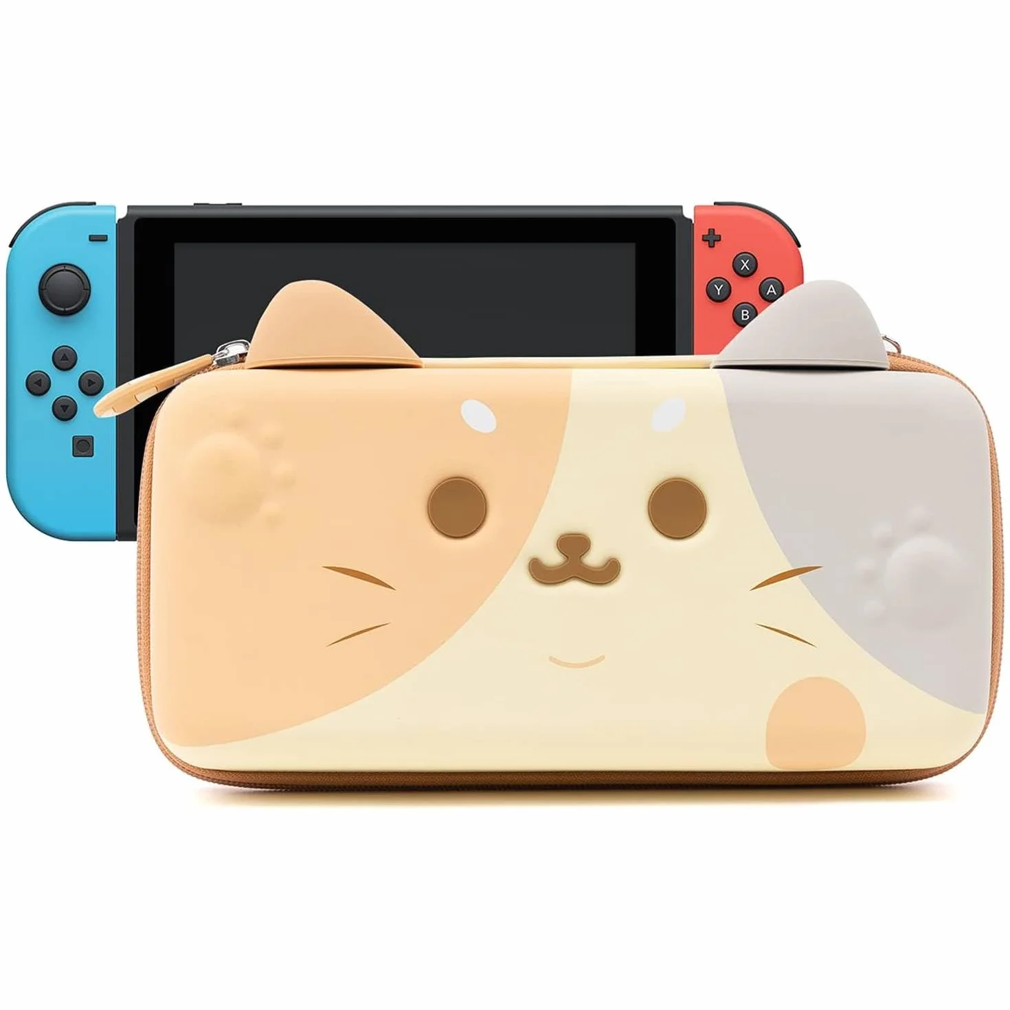 GeekShare Tricolor Cat Carry Case kompatybilny z Switch/Switch OLED - przenośny twardy futerał o dużej pojemności