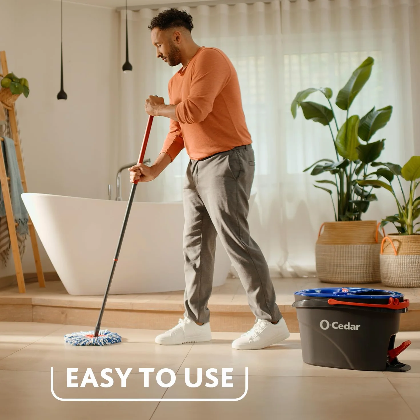 O-Cedar EasyWring system czyszczenia podłóg z mikrofibry, mop i wiadro Rinseclean + 2 wkłady