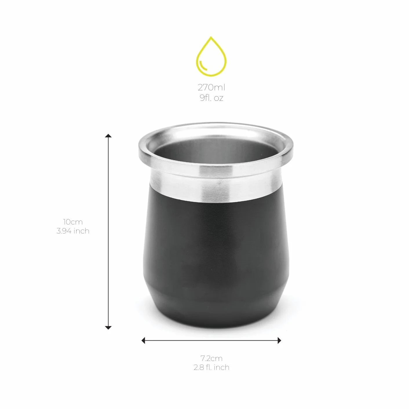 Yerba Mate Gourd kubek ze stali nierdzewnej 266 ml izolacja podwójne ścianki