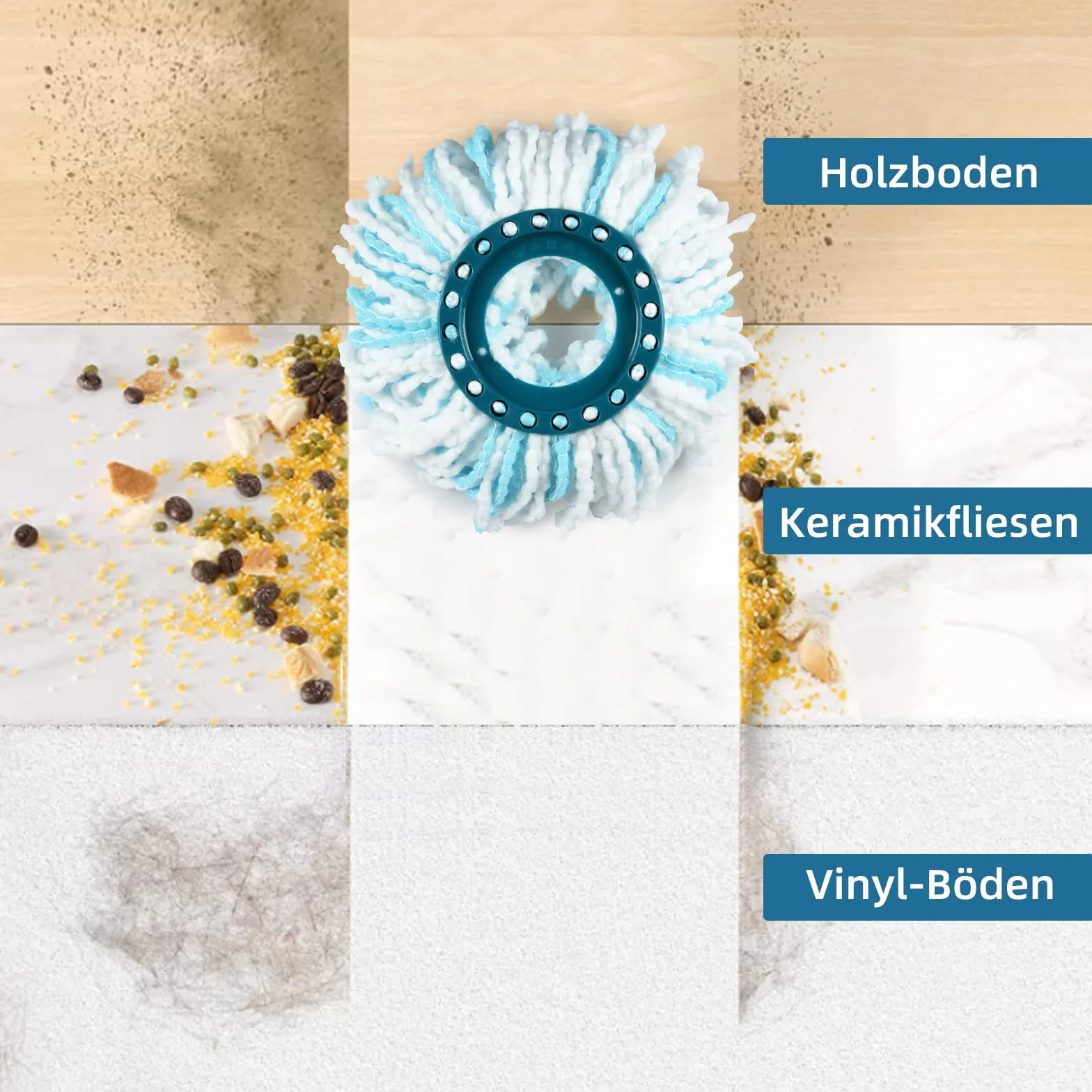 4 sztuki wymiennych głowic do CLEAN Twist Disc Mop Ergo, system 2-włóknisty głowica mopa zapasowego ze specjalnym włosiem do wszystkich rodzajów podłóg