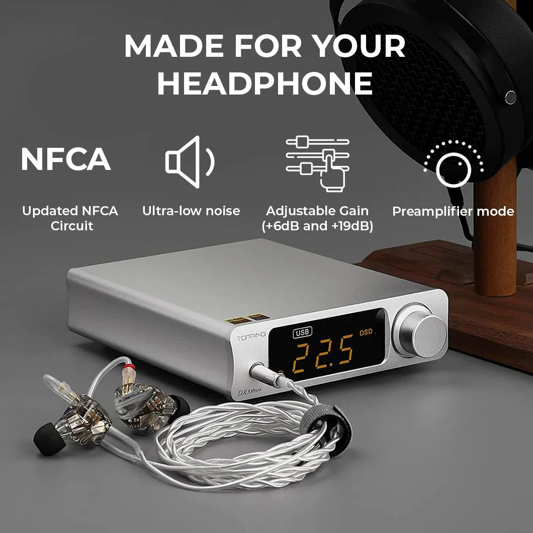Topping DX3 Pro+ Wzmacniacz słuchawkowy Bluetooth (czarny)