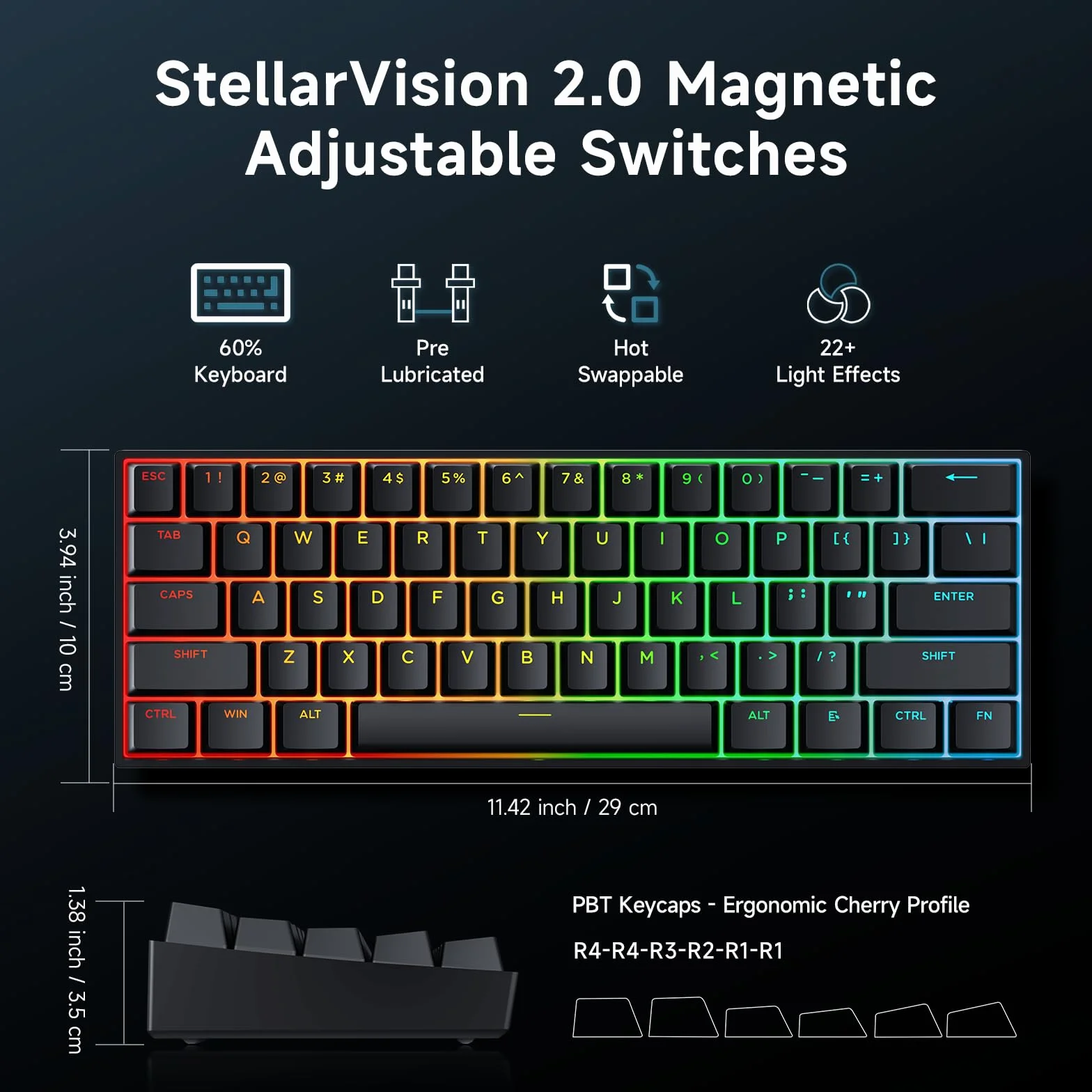 MCHOSE Ace60 Pro HE klawiatura gamingowa 60% 8000 Hz Rapid Trigger RGB przełącznik magnetyczny 0,01 mm