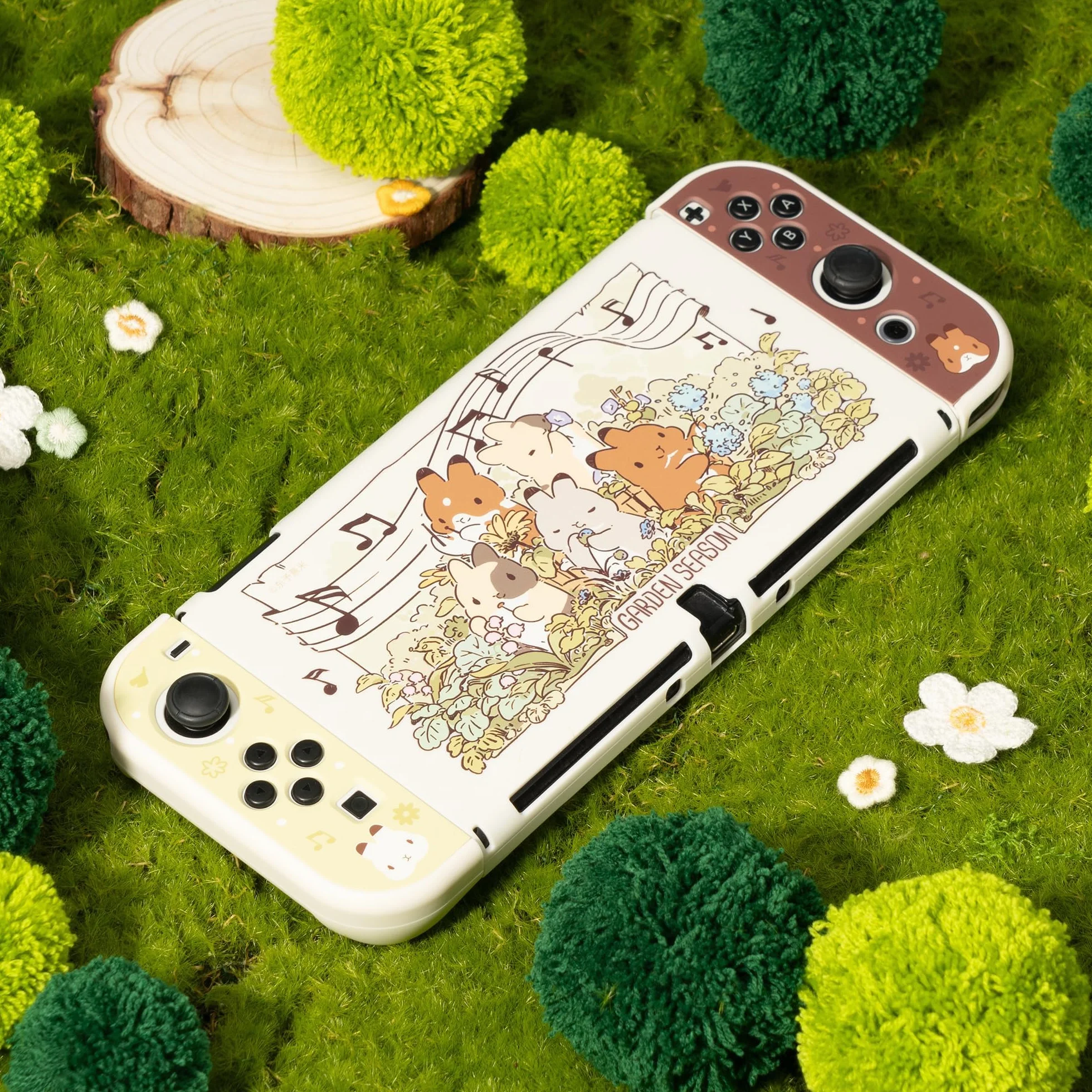 GeekShare Obudowa ochronna Slim Cover Case Kompatybilna z Switch OLED - Dockable Cover Hard PC Obudowa ochronna, Garden Season