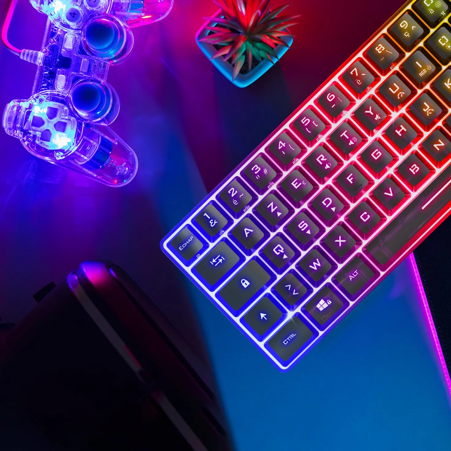 Spirit Of Gamer Pro K2 pół-mechaniczna przewodowa klawiatura gamingowa TKL 60% 62 klawisze antyghosting RGB czarna