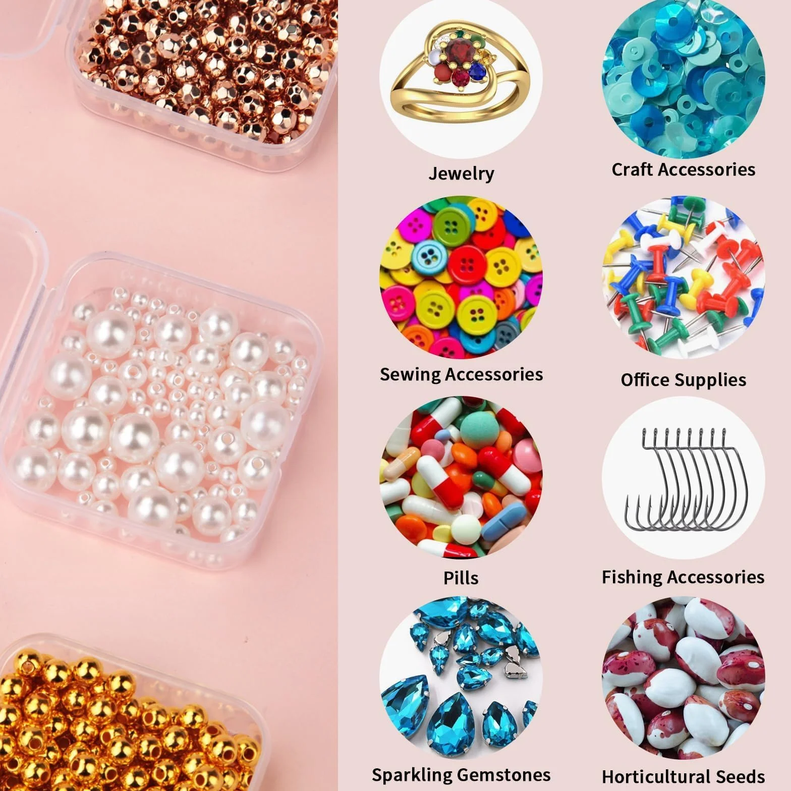 35 sztuk pudełek do przechowywania z pokrywką, małe pudełko, 5,5 x 5,5 x 2 cm, plastikowe pudełko, przezroczyste, z tworzywa sztucznego, puste mini pudełko do przechowywania małych pereł, biżuterii