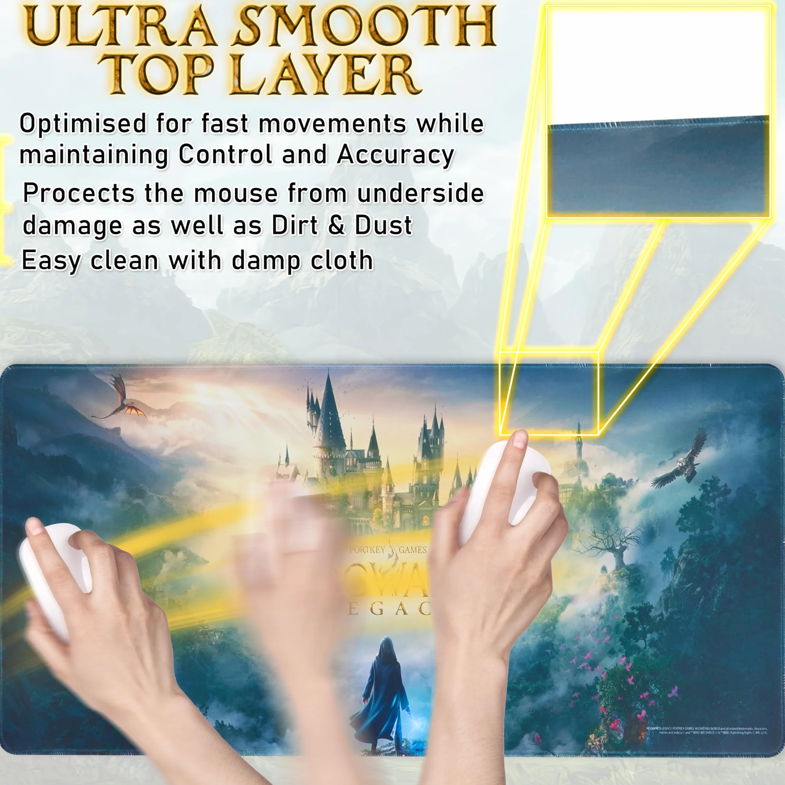 Harry Potter Hogwarts Legacy Gaming Mouse Pad Duża mata na biurko 80 x 35 cm Mata ochronna na biurko PC Laptop Klawiatura Akcesoria na biurko