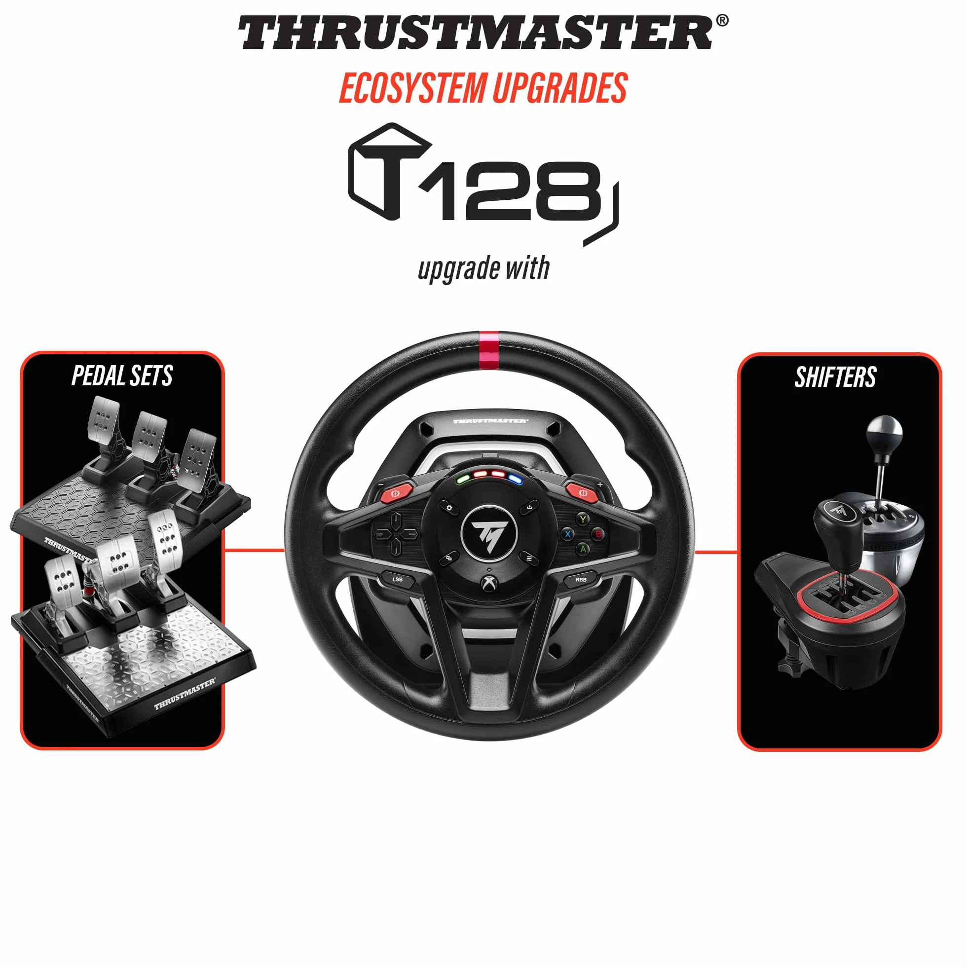 Thrustmaster T128 kierownica wyścigowa z siłowym sprzężeniem zwrotnym i pedałami magnetycznymi Xbox Series X|S Xbox One PC