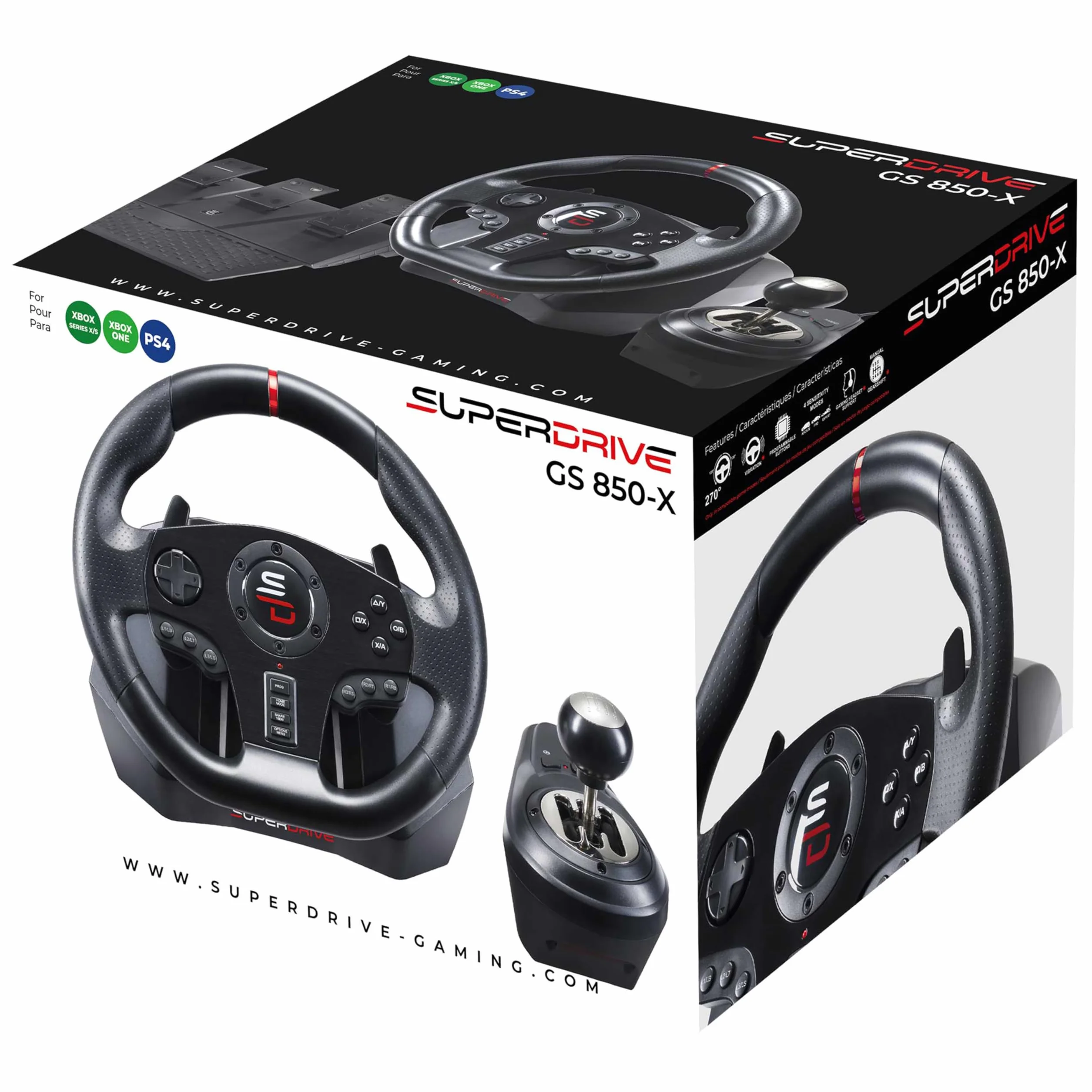 Subsonic Gs850-X Koło wyścigowe z ręczną manetką 3 pedały wiosła Xbox Series X/S PS4 Xbox One