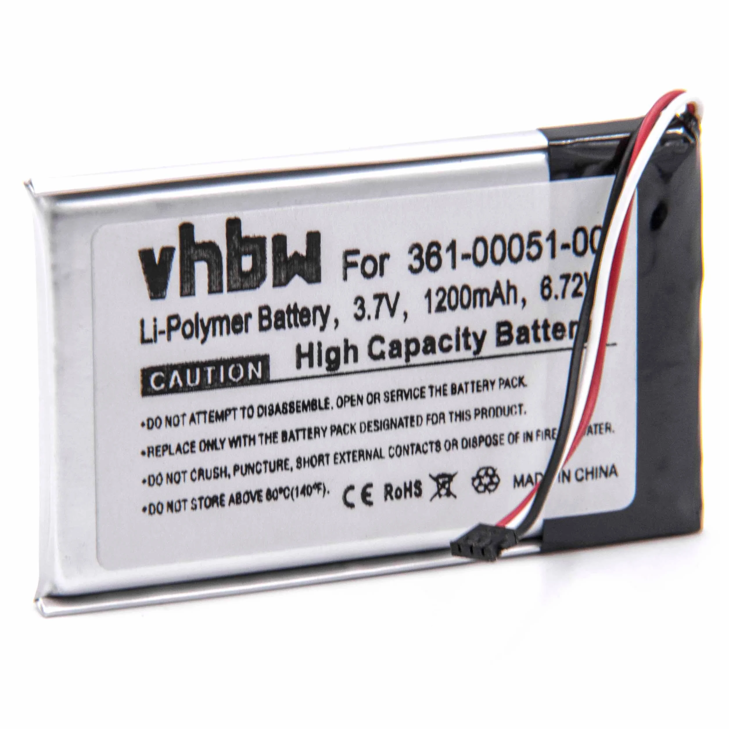 vhbw akumulator litowo-jonowy 1200 mAh (3,7 V) do nawigacji GPS jak Garmin 361-00051-00, 361-00051-01, 361-00051-02