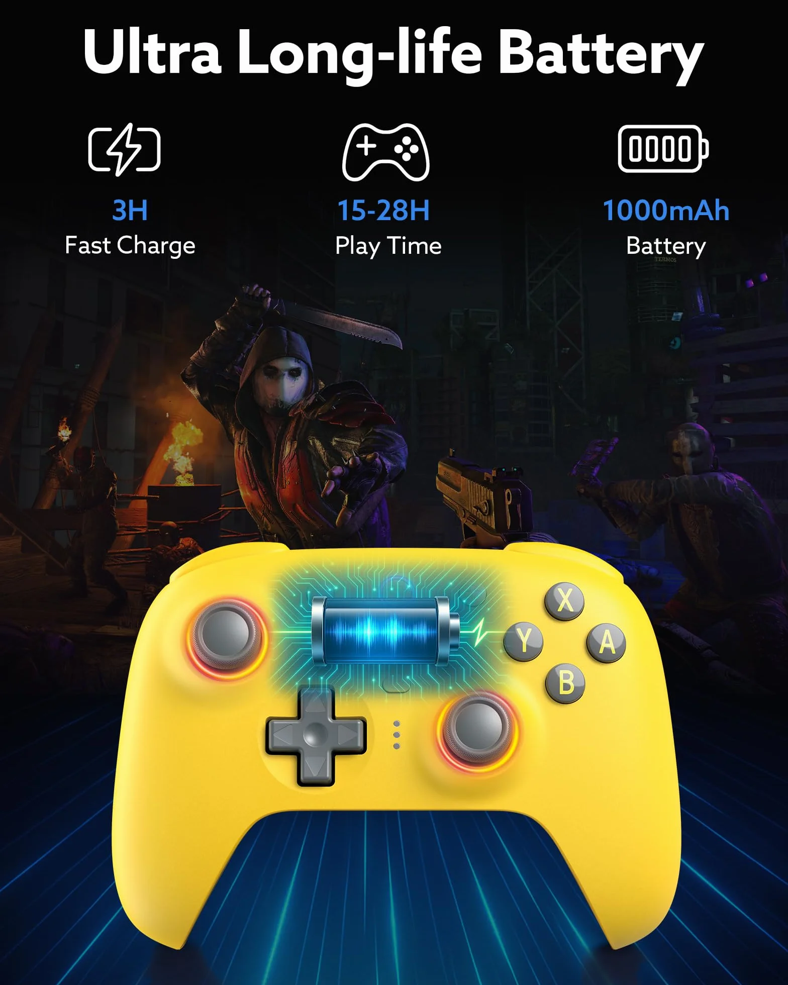 8Bitdo Ultimate 2 Kontroler Bluetooth Do Switch 2, Switch, Windows PC, Joystick TMR, Pierścień Świetlny RGB, Przełączane Wyzwalacze Dotykowe Efektem Halla, Programowalne Przyciski L4/R4, Żółty
