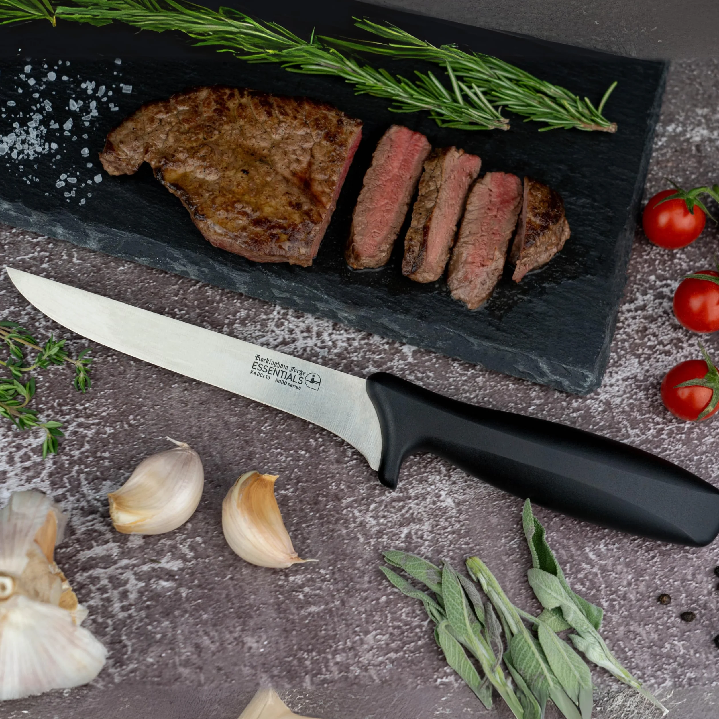 Rockingham Forge Nóż do trybowania 15 cm ze stali nierdzewnej czarna rękojeść