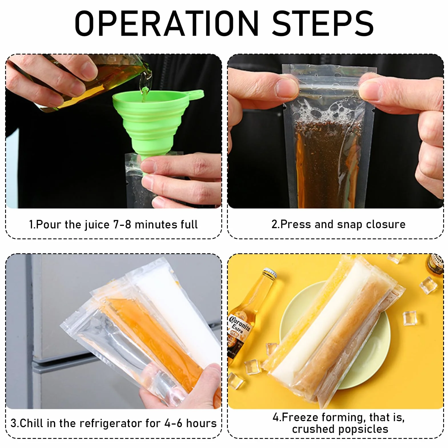 Torebki Popsicle foremki do lodów woreczki na lizaki DIY z lejkiem 200 szt