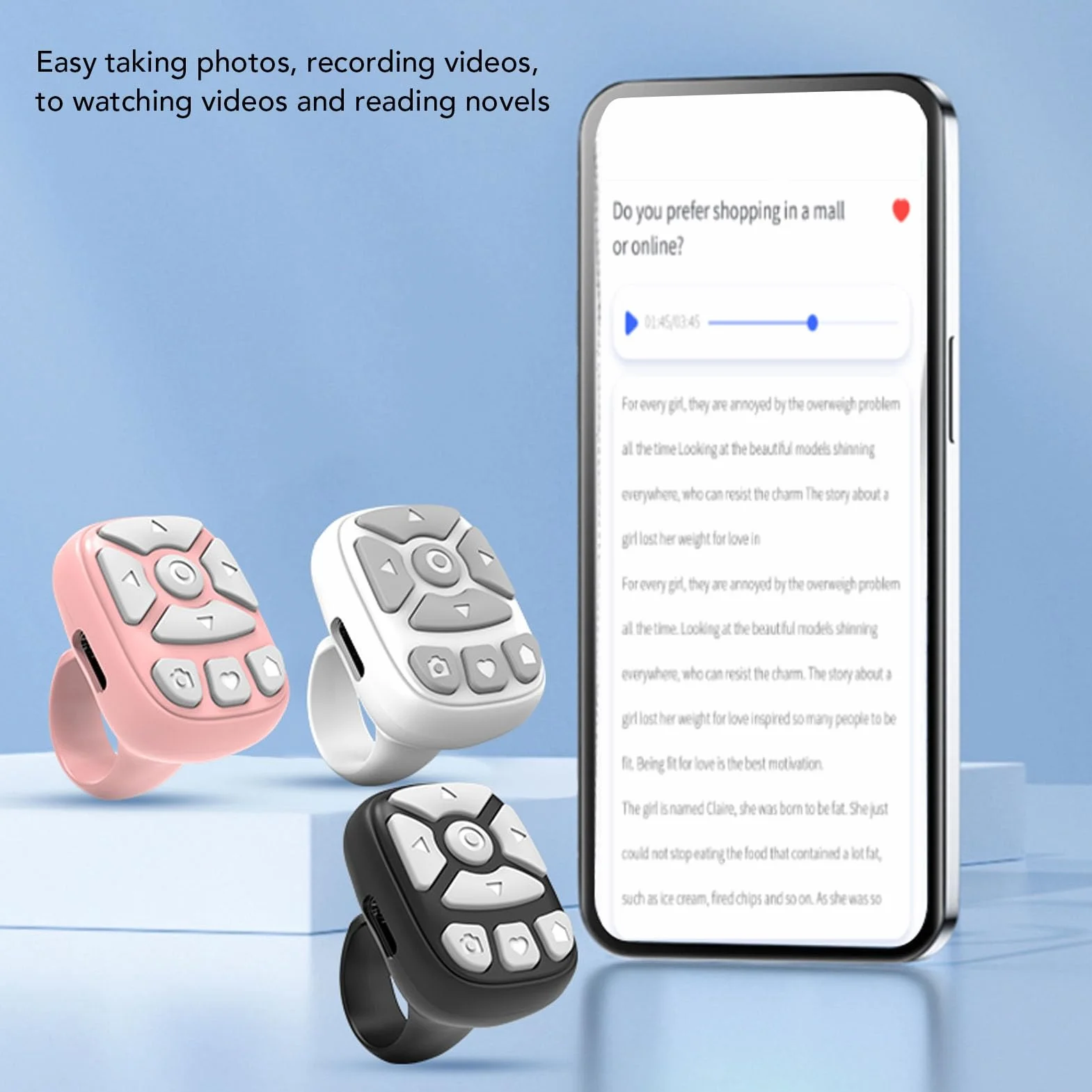Remote Control Page Turner, Scrolling Ring for TIKTok, Bezprzewodowa Kamera Zdalna Migawka, Przewijane Pierścienie Aparat Zdalny Pilot do Telefonów Tablet (Topiky6g5ncb4k9x-11)